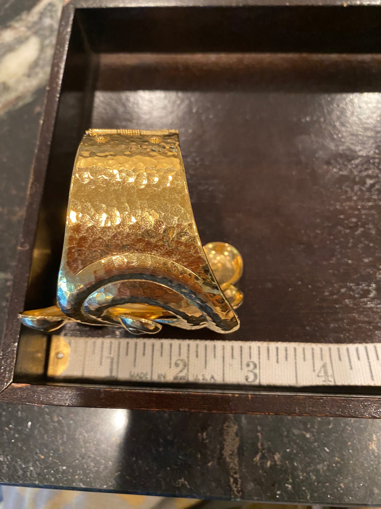 Vintage Barrera For Avon Gold Plated Gilded Hinged Statement Cuff Bracelet