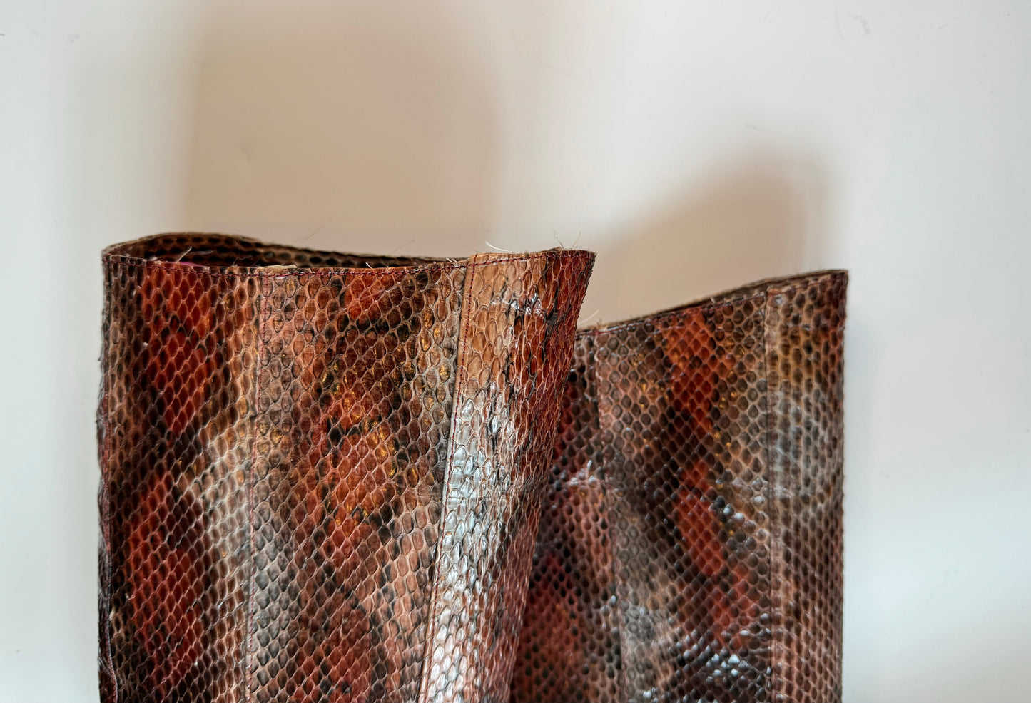 80s Disco Snake Skin Patchwork High Heel Tall Boots