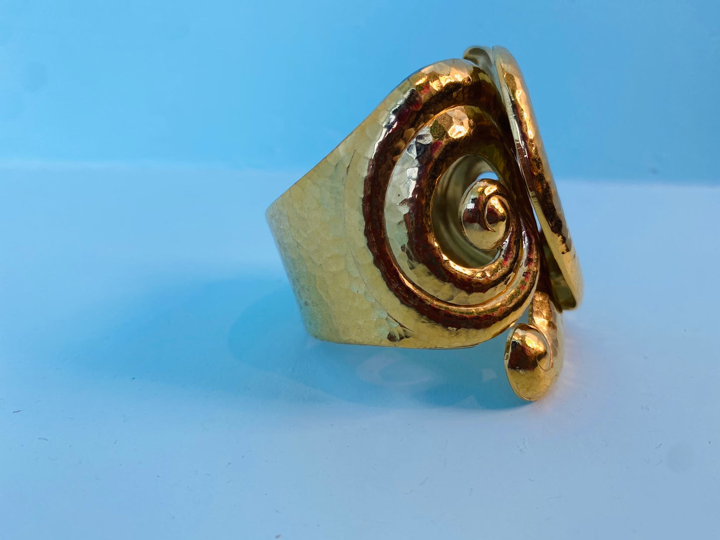 Vintage Barrera For Avon Gold Plated Gilded Hinged Statement Cuff Bracelet