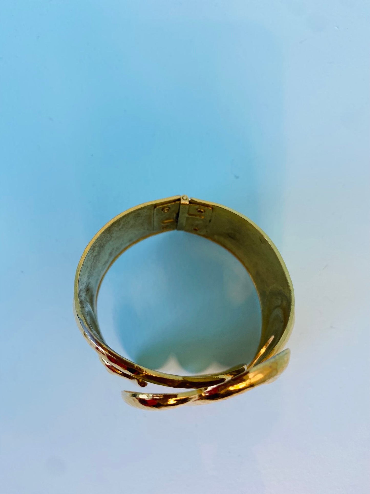 Vintage Barrera For Avon Gold Plated Gilded Hinged Statement Cuff Bracelet