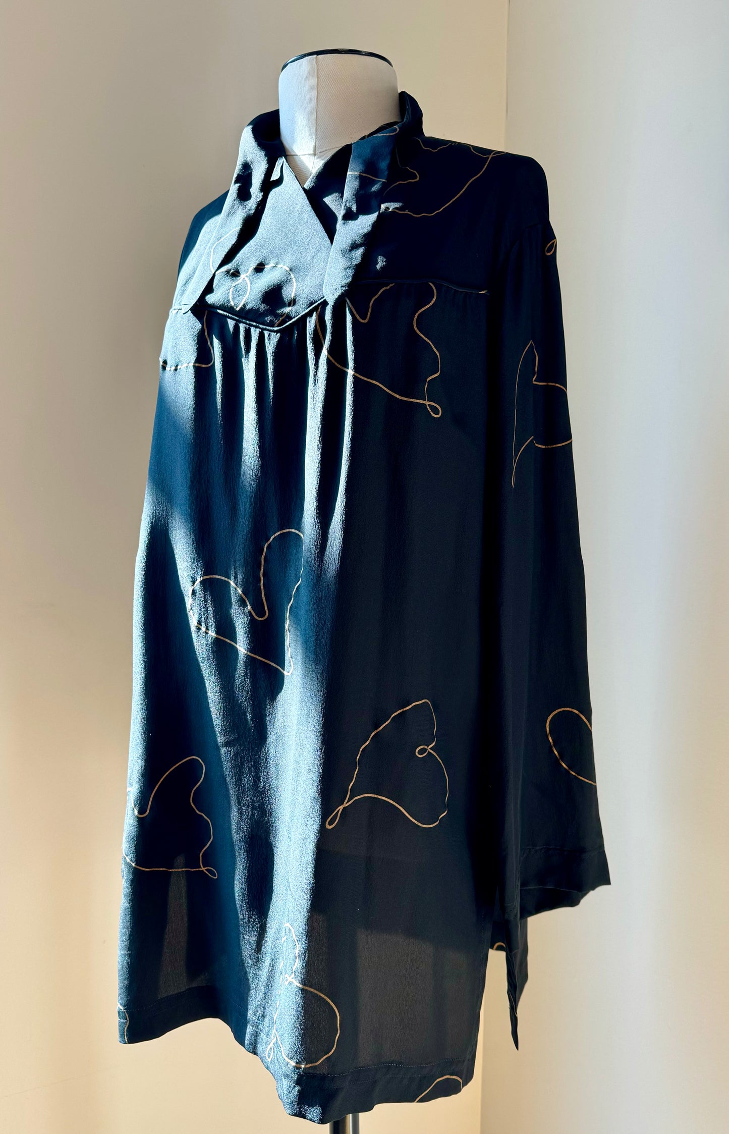 Vintage Michaele Vollbracht Heart Painted Silk Tunic