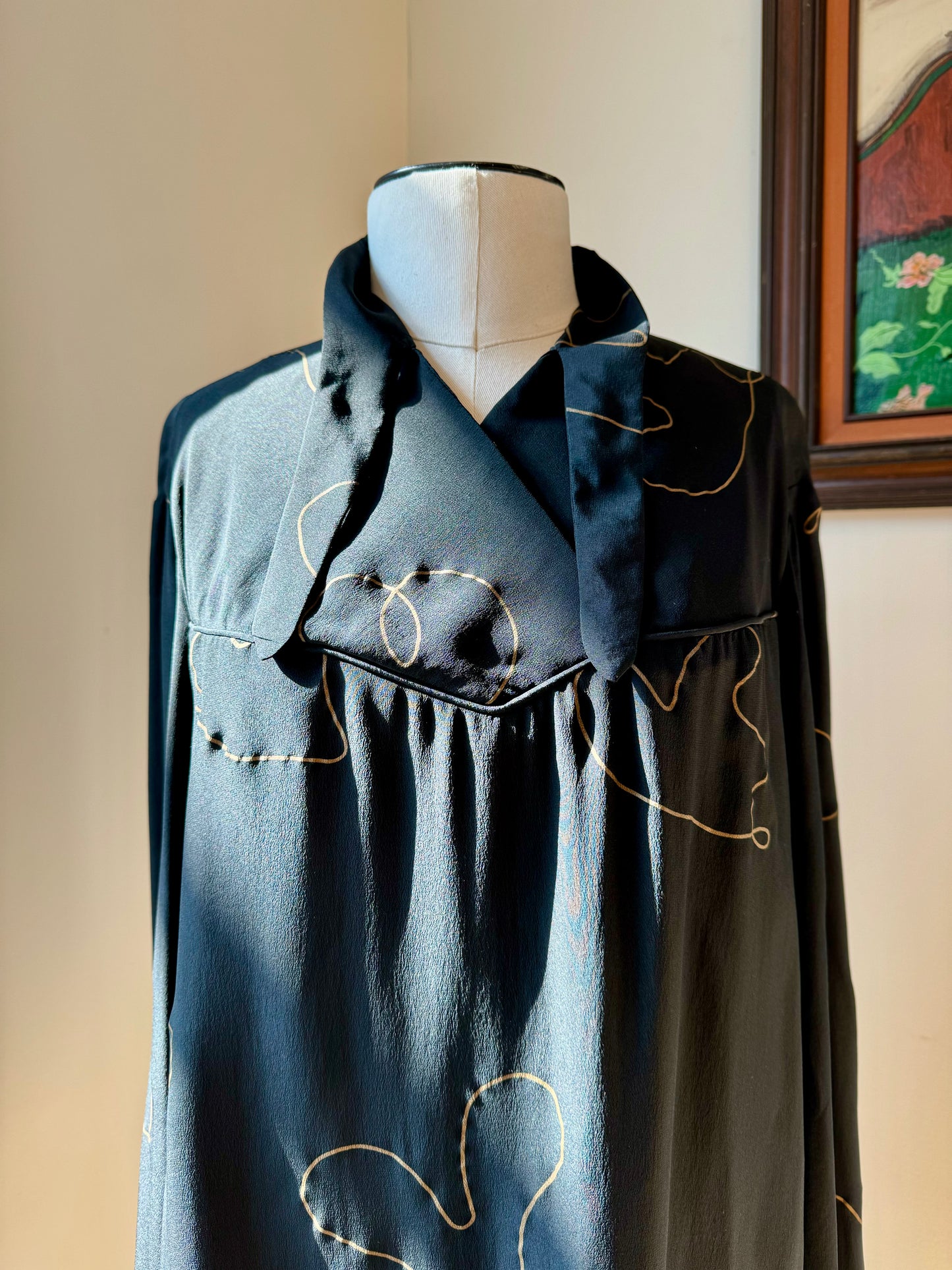 Vintage Michaele Vollbracht Heart Painted Silk Tunic