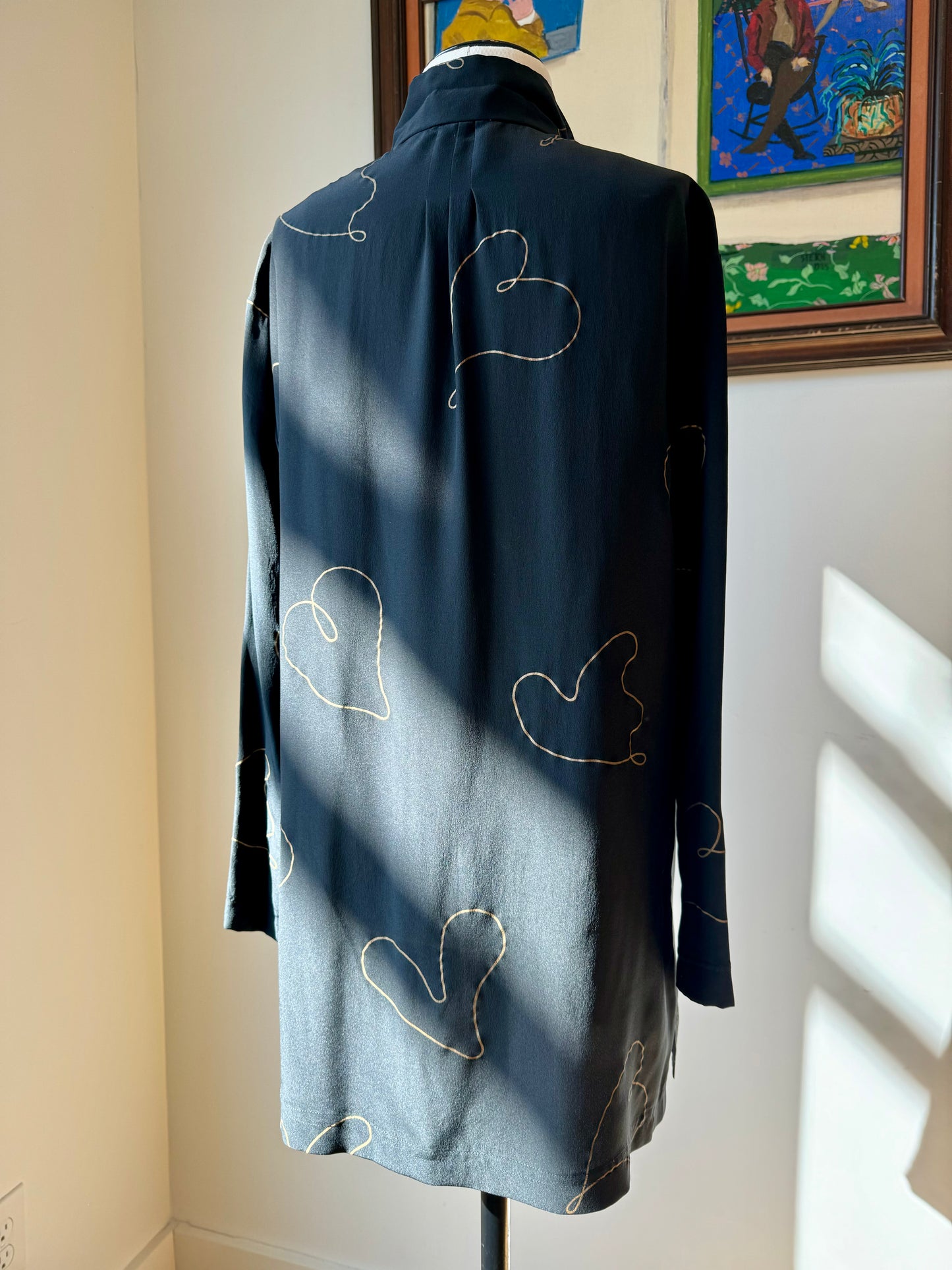 Vintage Michaele Vollbracht Heart Painted Silk Tunic