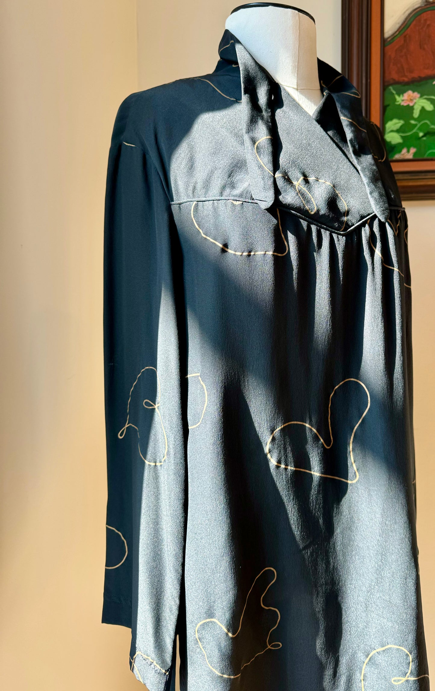 Vintage Michaele Vollbracht Heart Painted Silk Tunic