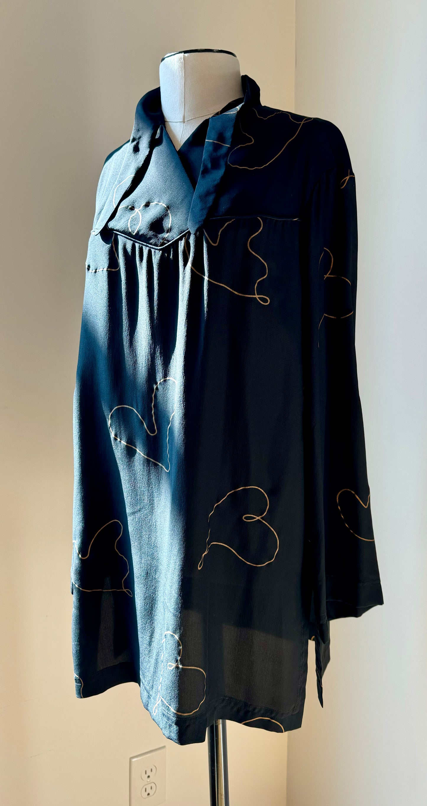 Vintage Michaele Vollbracht Heart Painted Silk Tunic