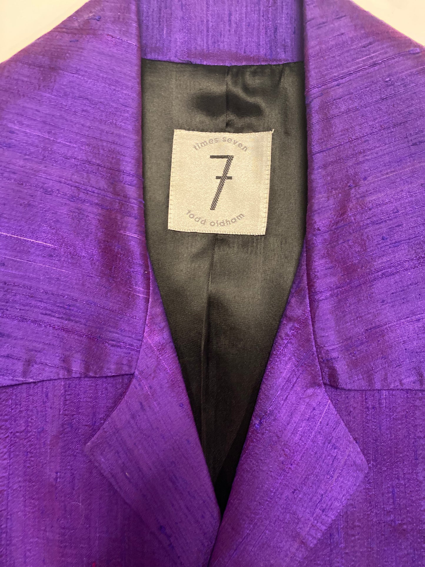 80s Todd Oldham Silk Oversized Collar Long Blazer