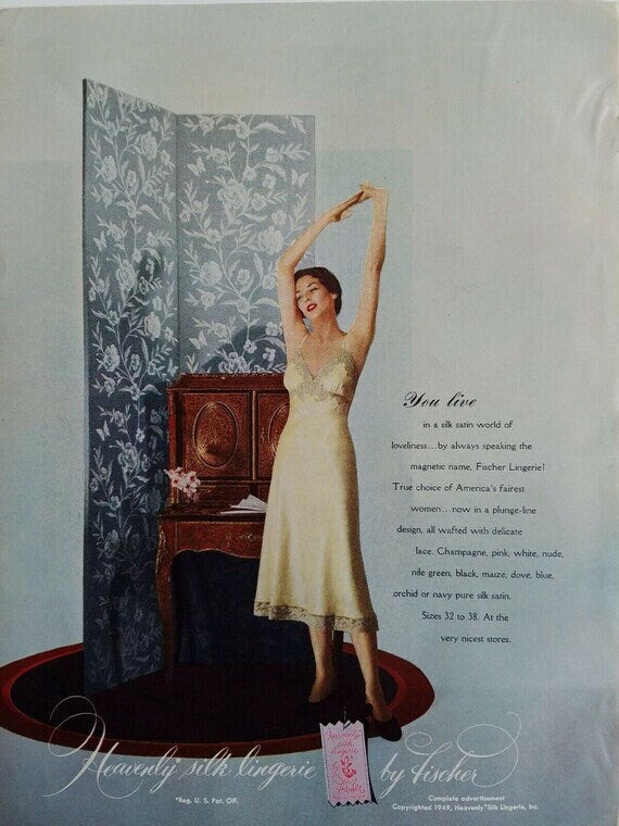 40s Heavenly Fischer Silk and Lace Pale Mint Green Slip