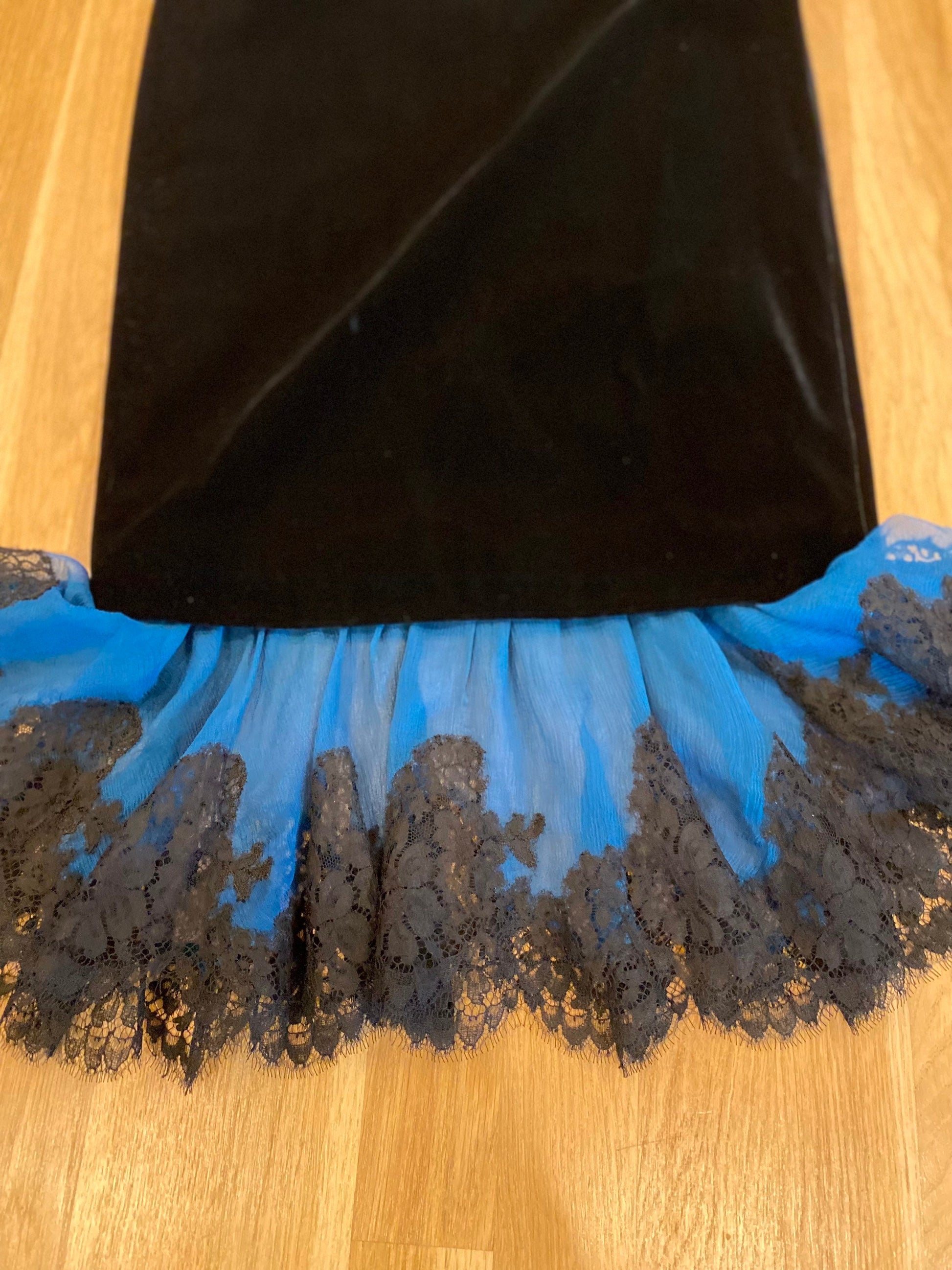 Vintage Jean Paul GAULTIER Fit and Flare Velvet Skirt with Ruffled Silk