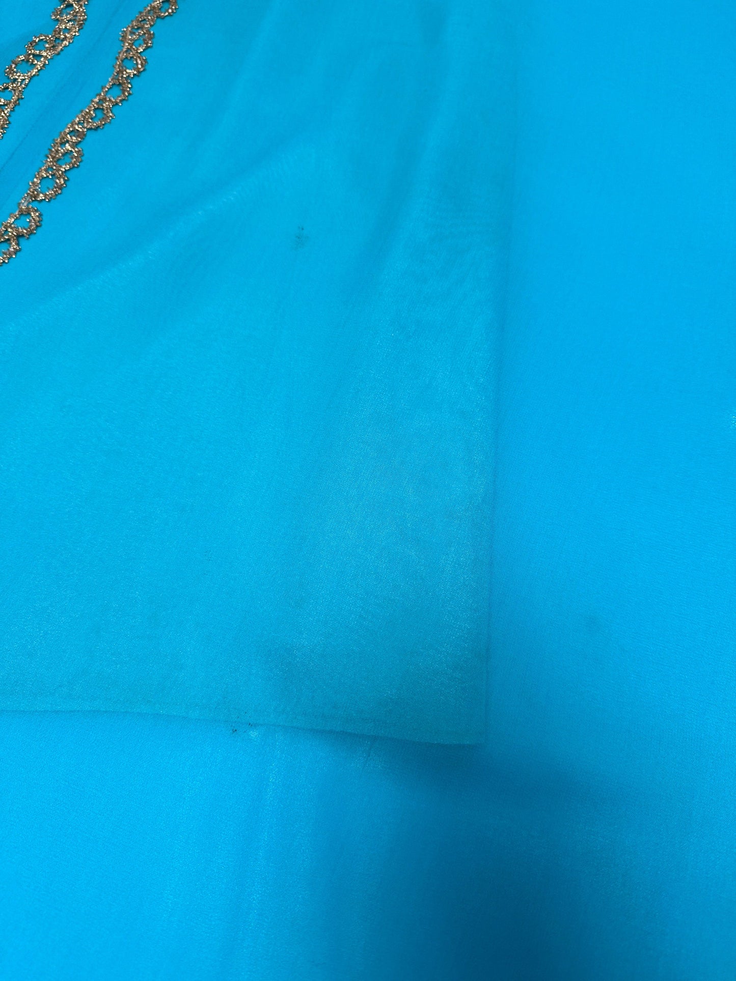 60s Georgie Keyloun Turquoise Blue Silk Chiffon Embellished Caftan Gown