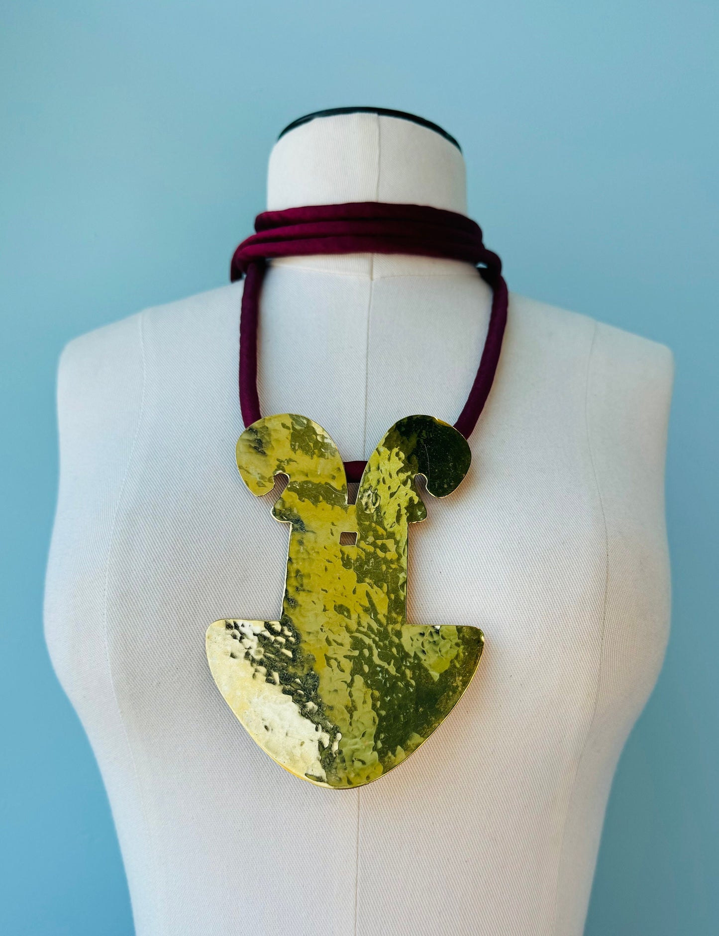 RARE 70s Mary McFadden Massive Gold Plated Pendant