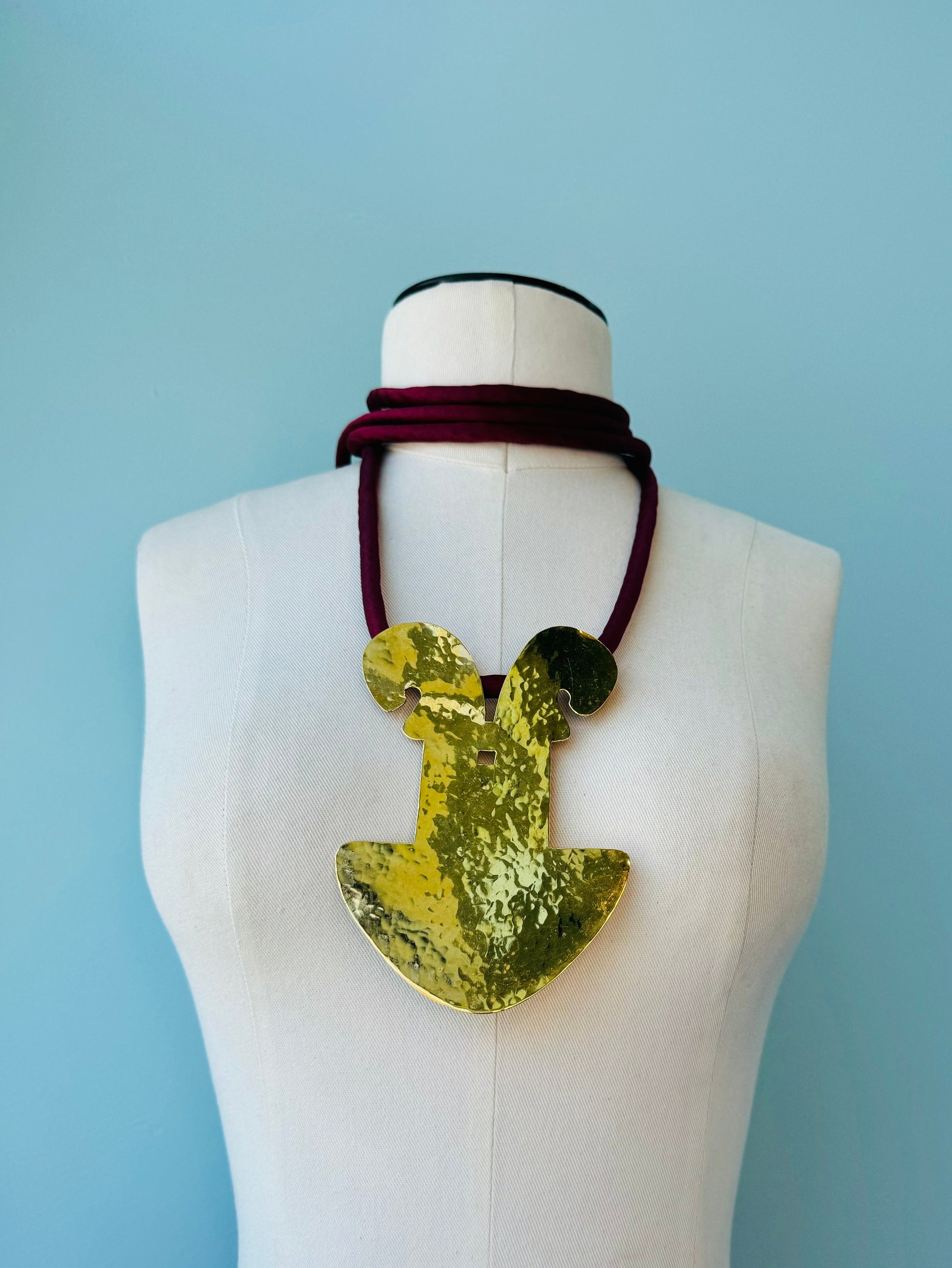 RARE 70s Mary McFadden Massive Gold Plated Pendant