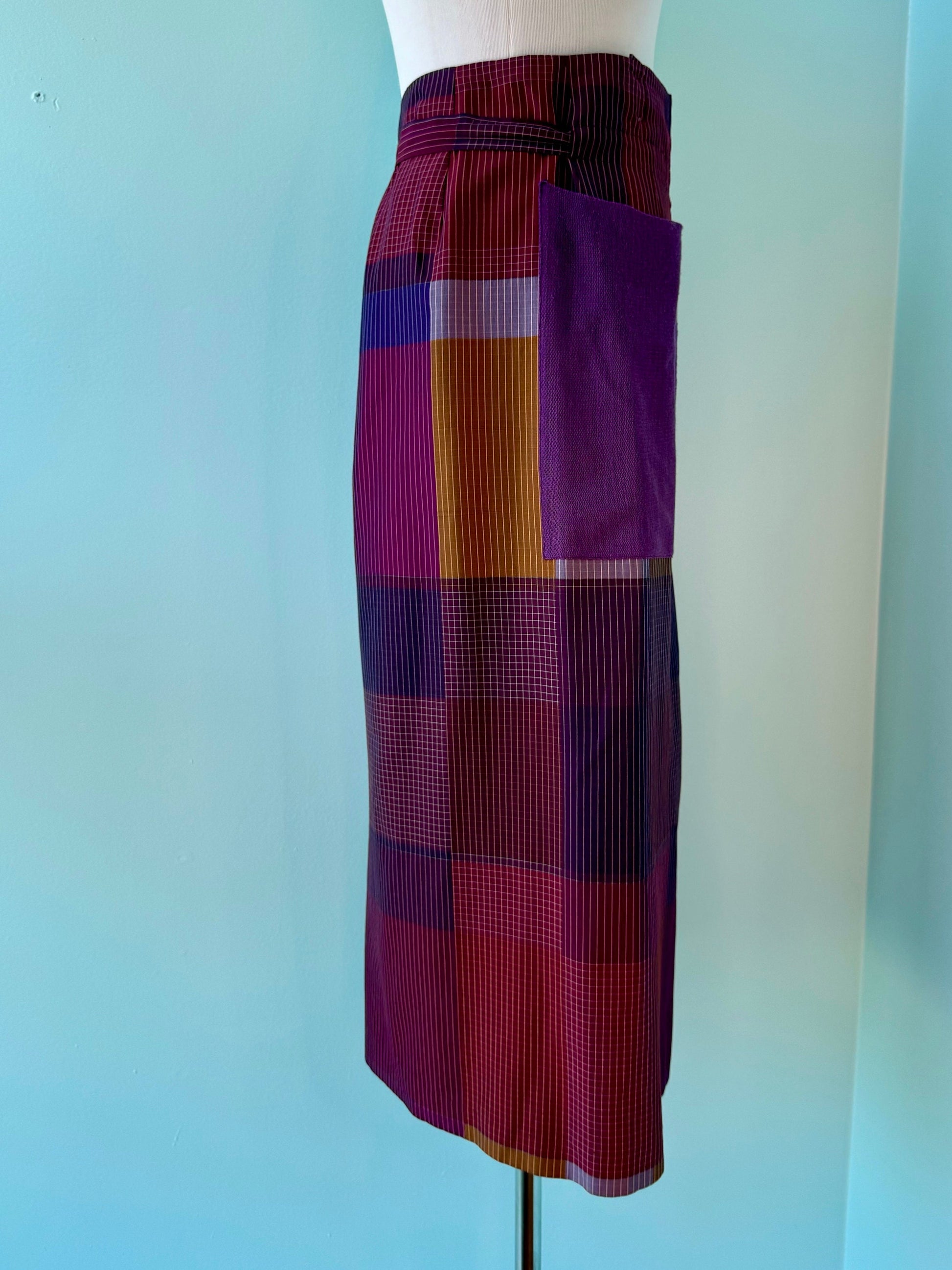 y2k KENZO Paris Plaid Wrap Skirt