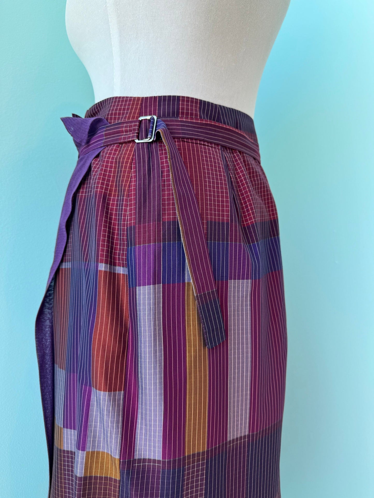 y2k KENZO Paris Plaid Wrap Skirt