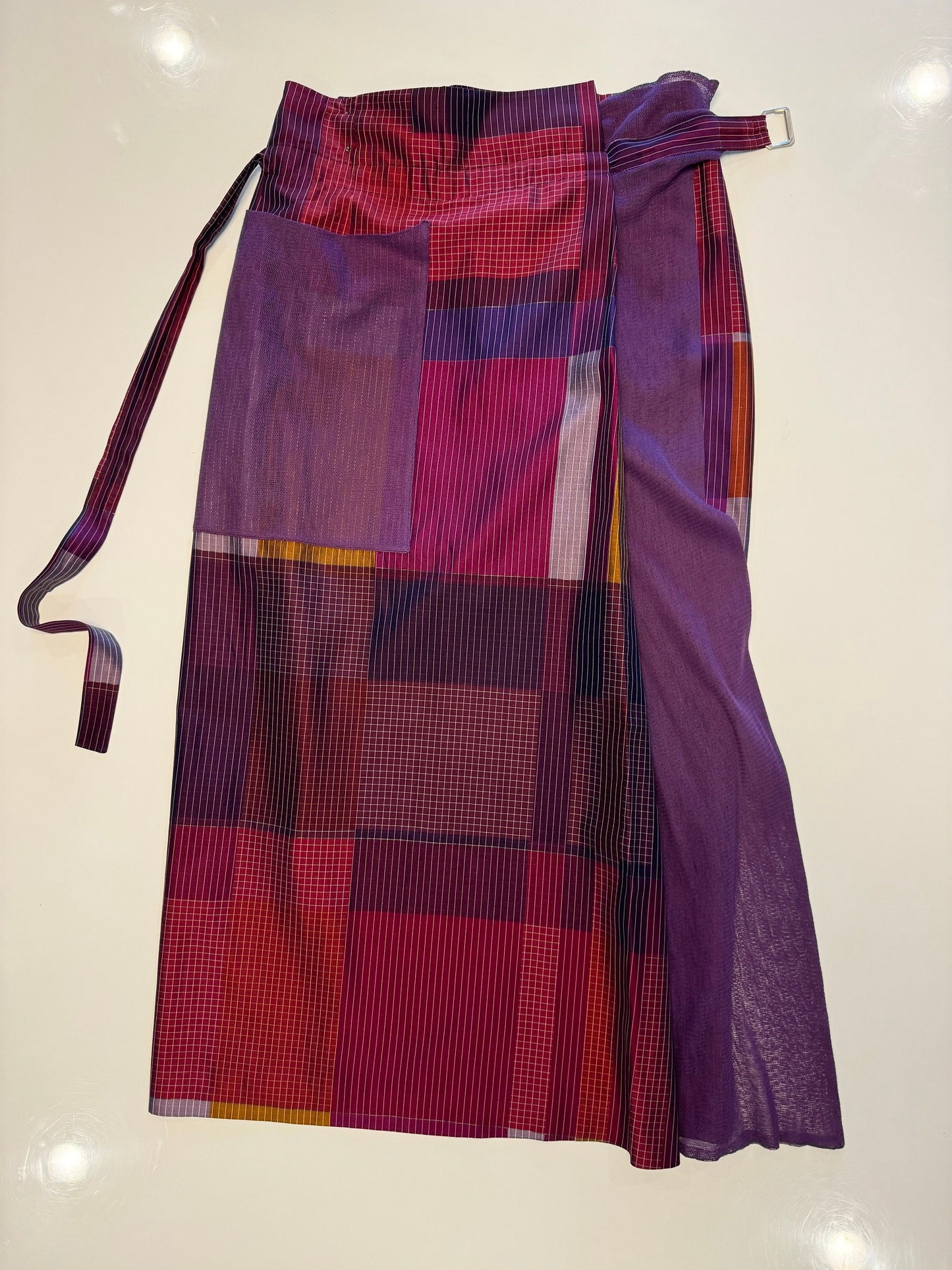 y2k KENZO Paris Plaid Wrap Skirt