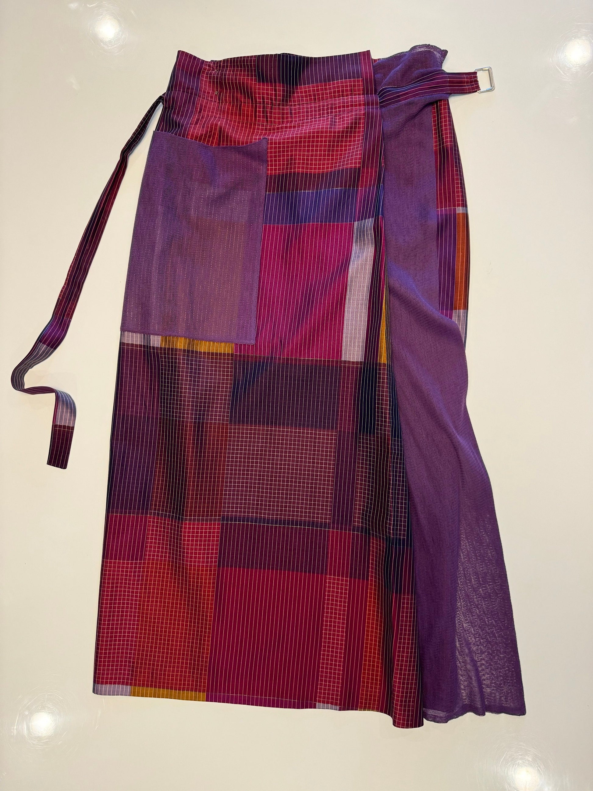 y2k KENZO Paris Plaid Wrap Skirt