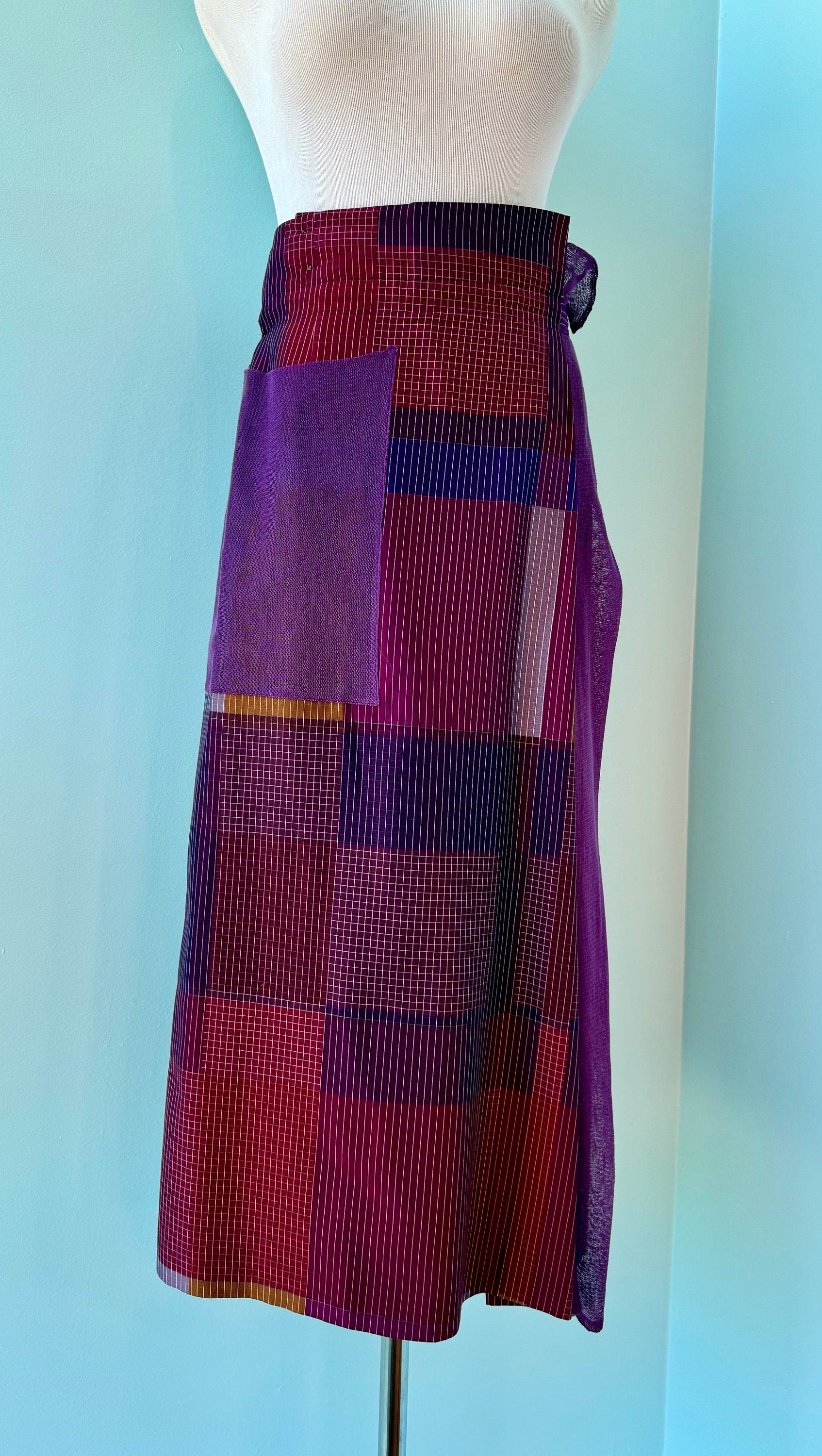 y2k KENZO Paris Plaid Wrap Skirt