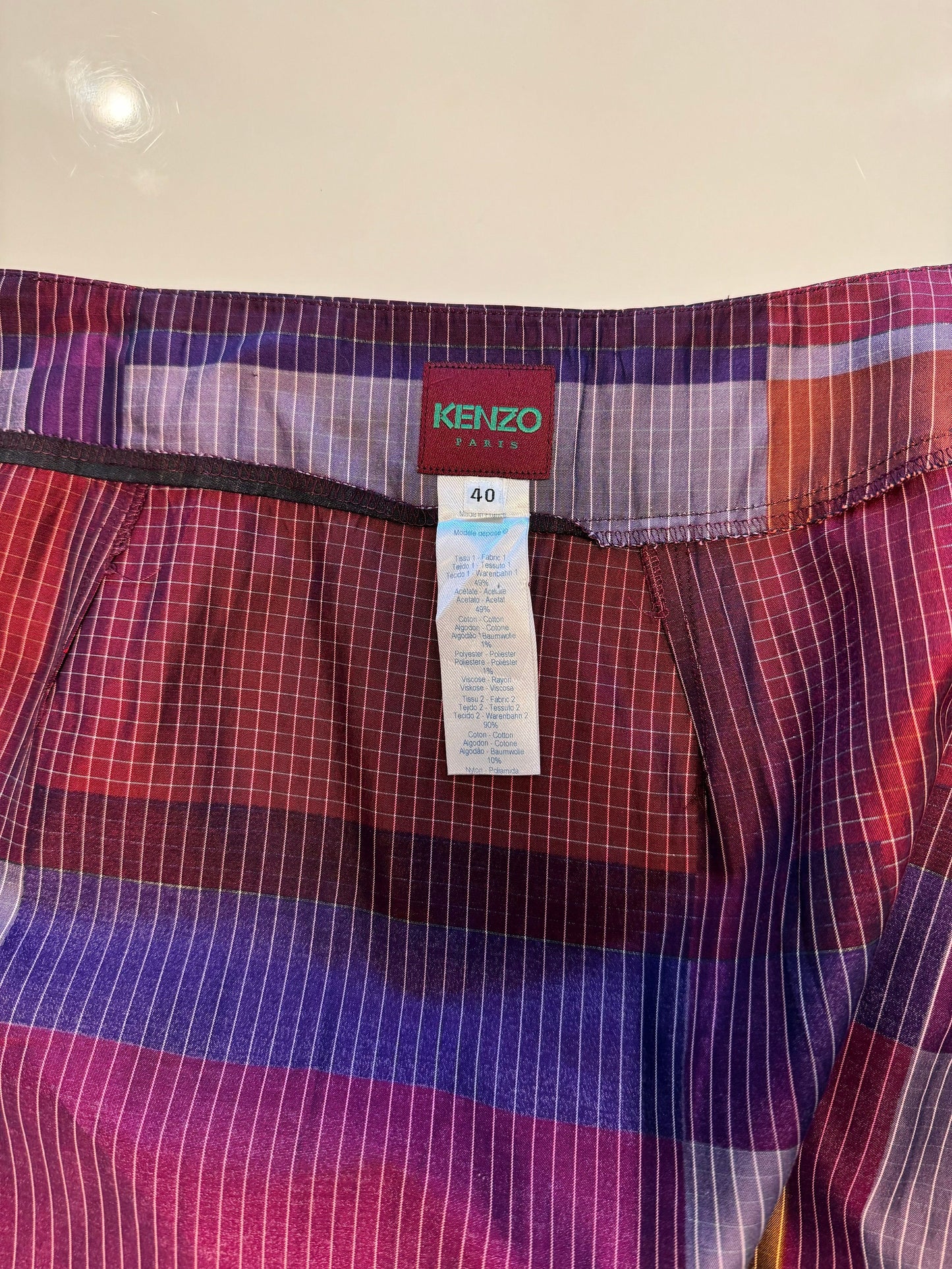 y2k KENZO Paris Plaid Wrap Skirt