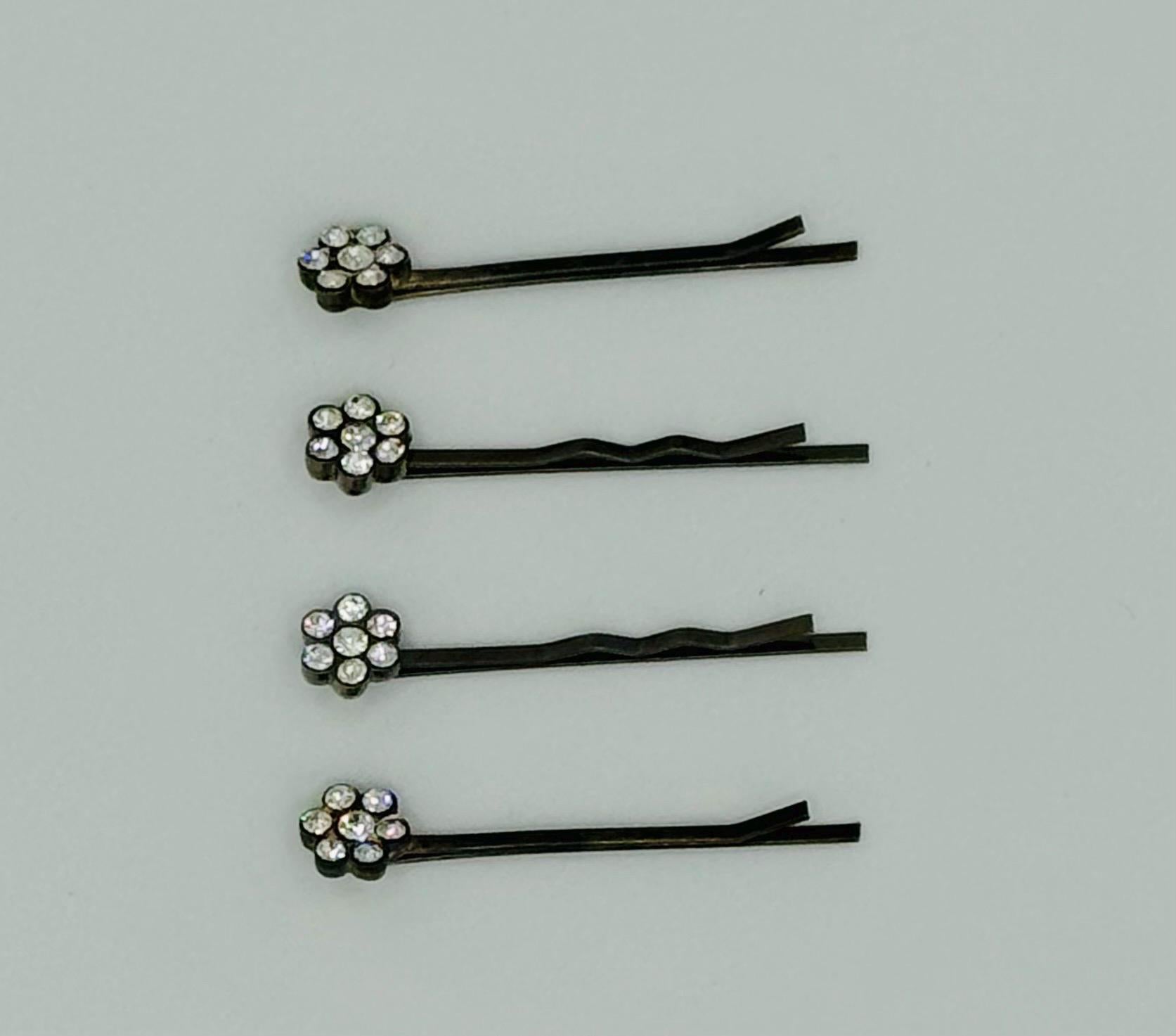 Antique Paste Crystal Hair Pins Set of 4