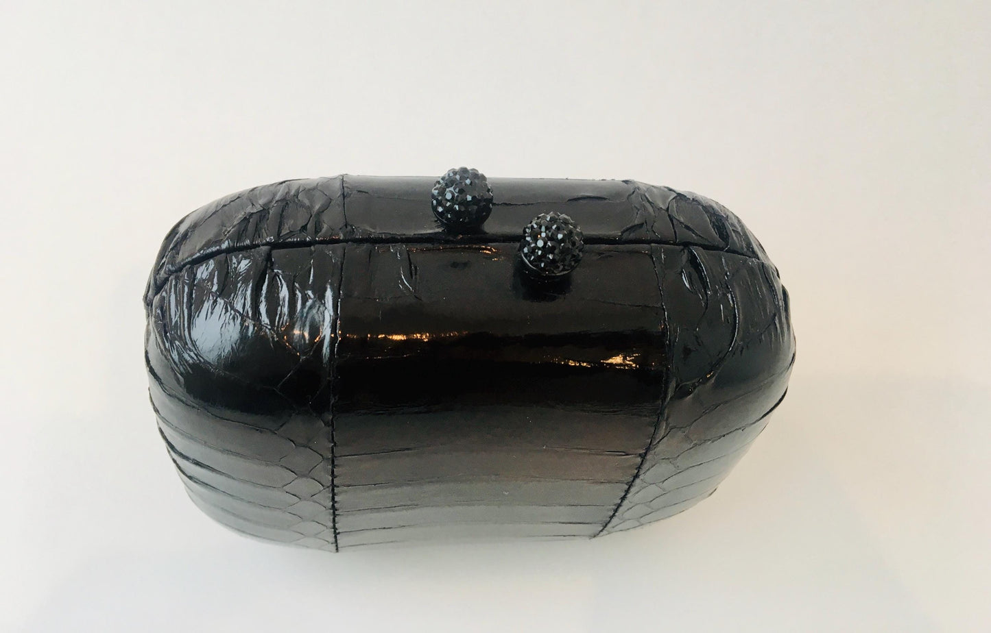 Y2K Black Glazed Snake Minaudiere Mini Clutch