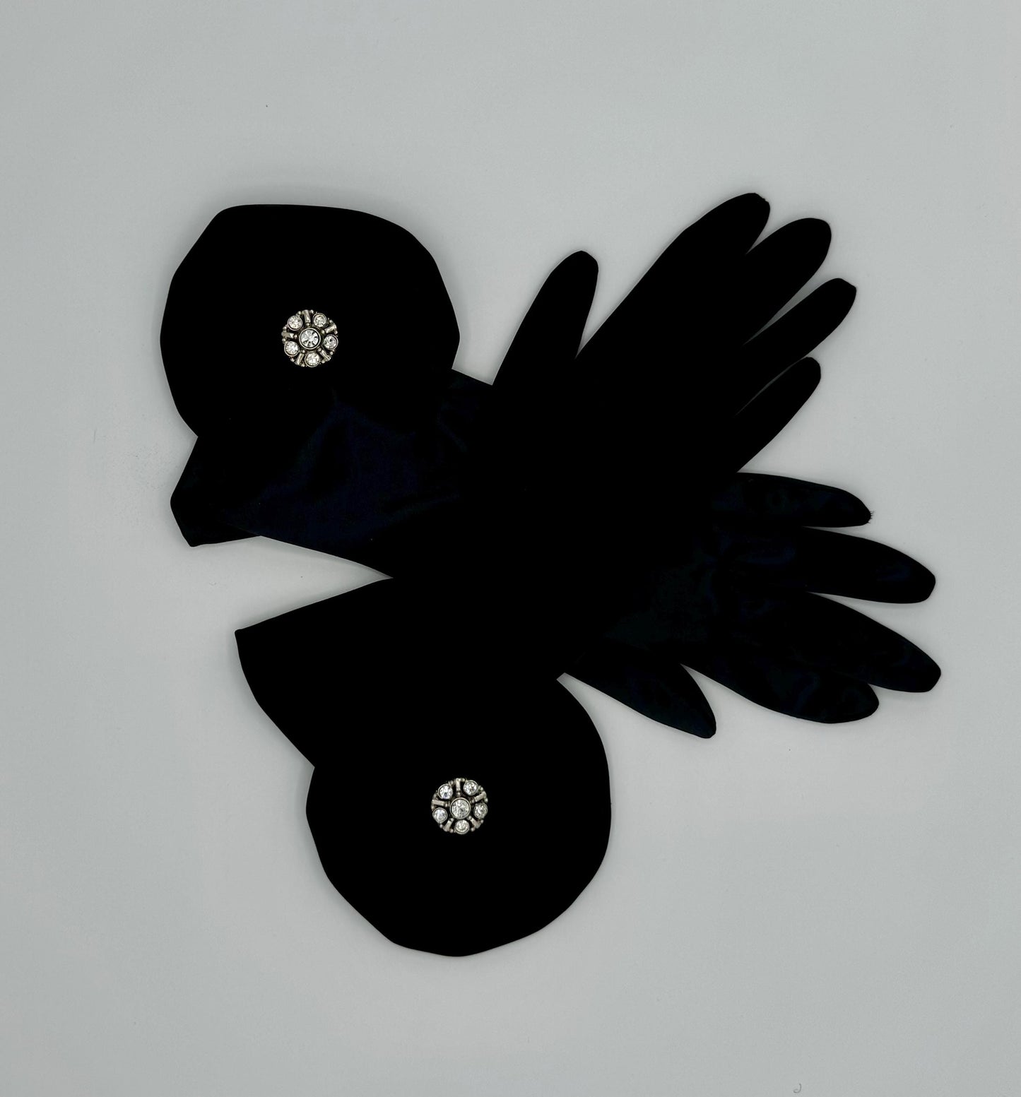 Vintage OOAK Black Satin Statement Formal Gloves