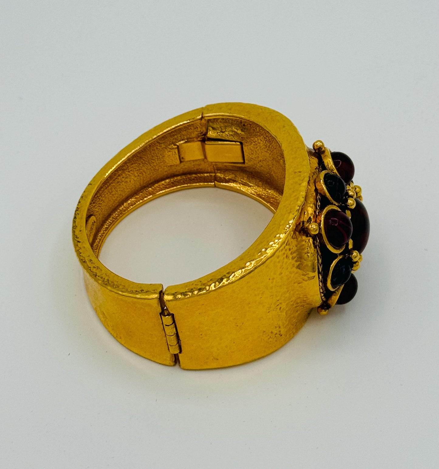 Vintage Gold Plated Cabochon Gripoix Barrera Hinged Cuffed