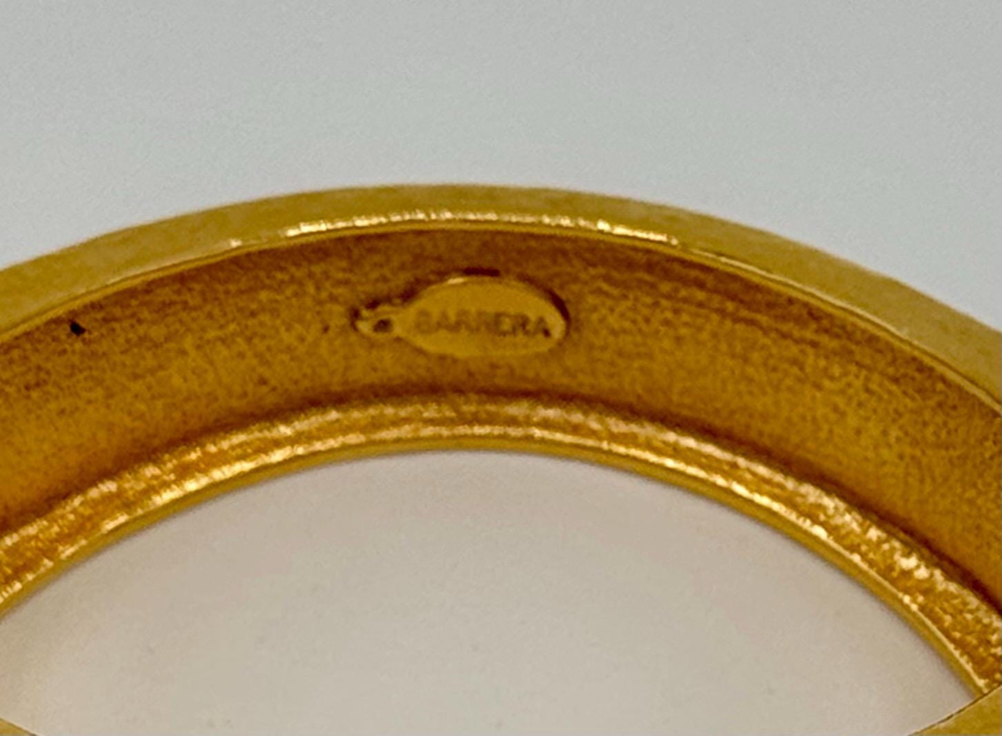 Vintage Gold Plated Cabochon Gripoix Barrera Hinged Cuffed