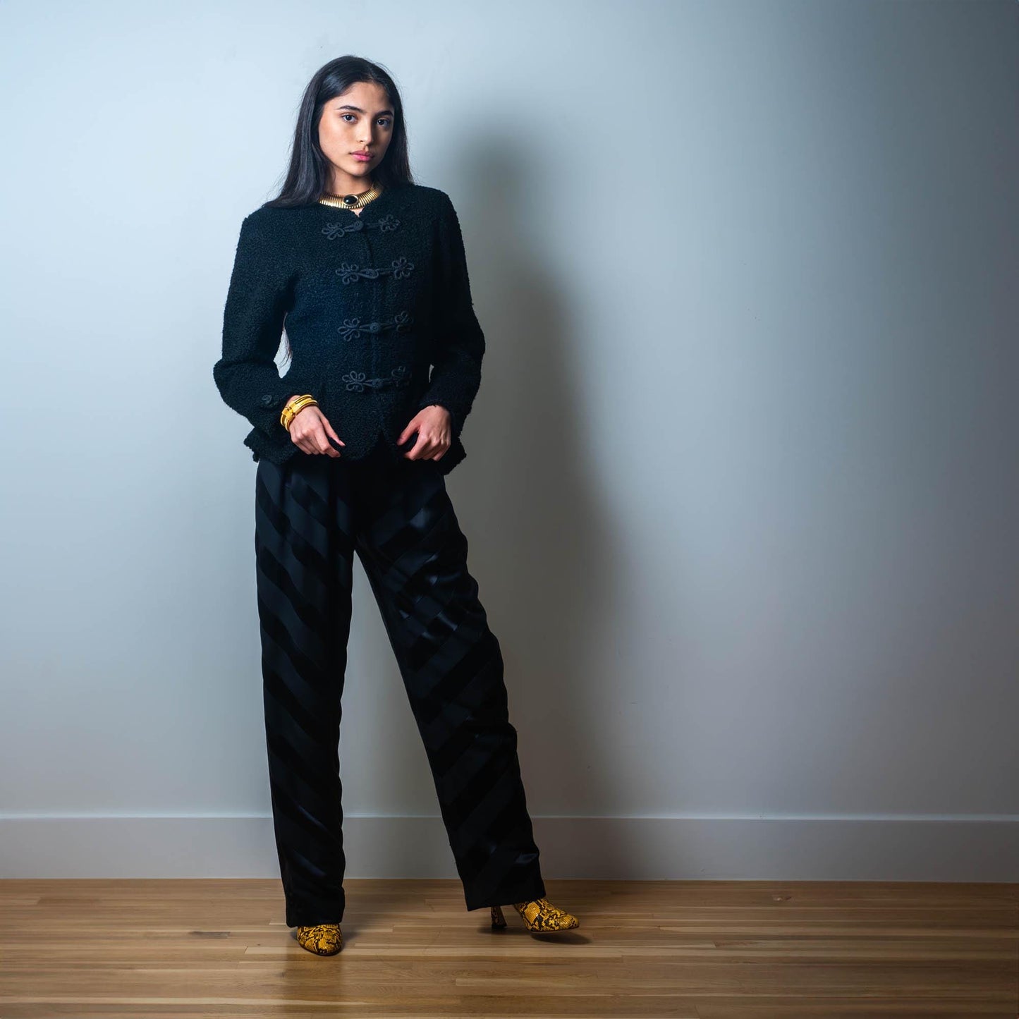 Vintage Curly Lamb Jean Muir Peplum Jacket