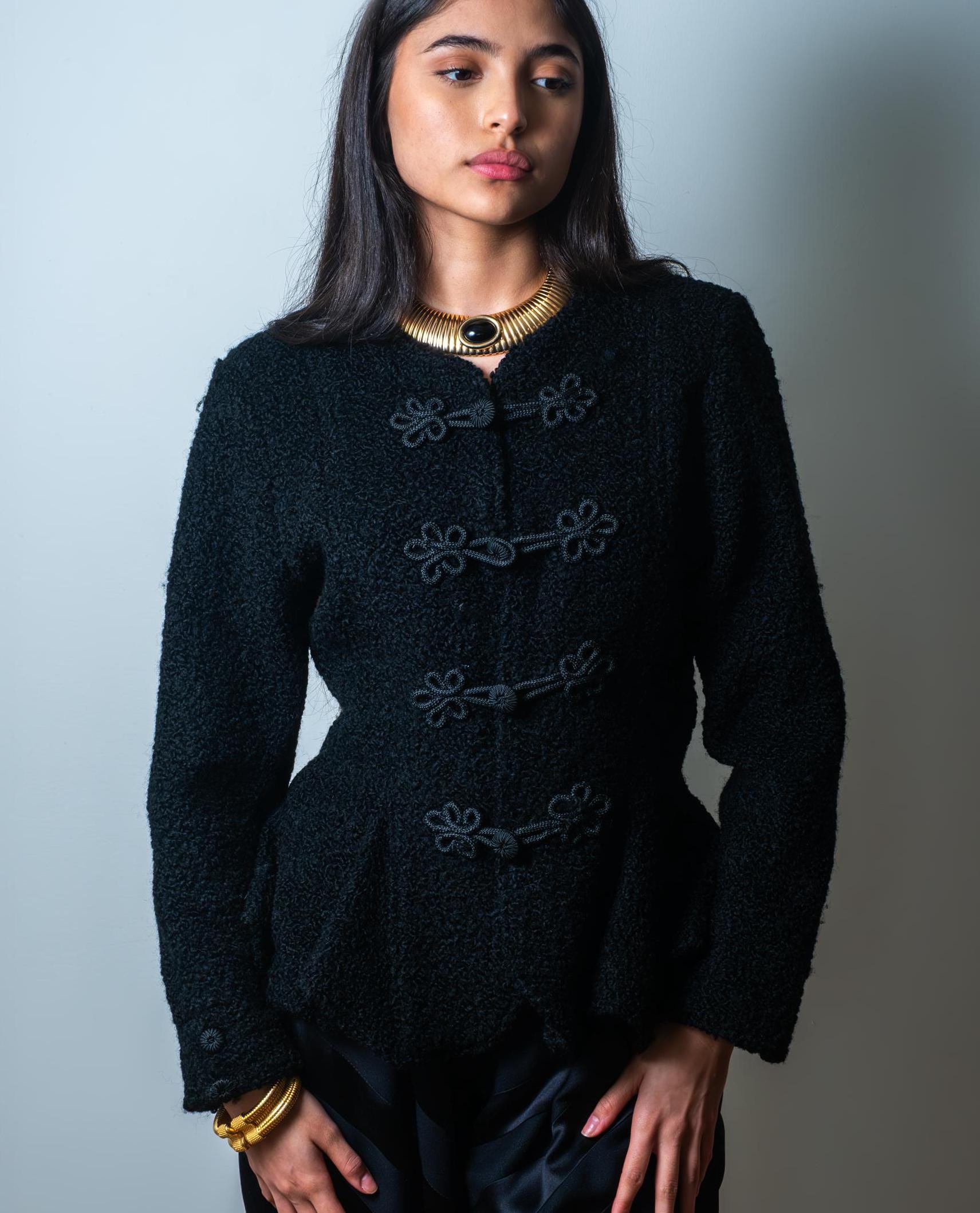 Vintage Curly Lamb Jean Muir Peplum Jacket