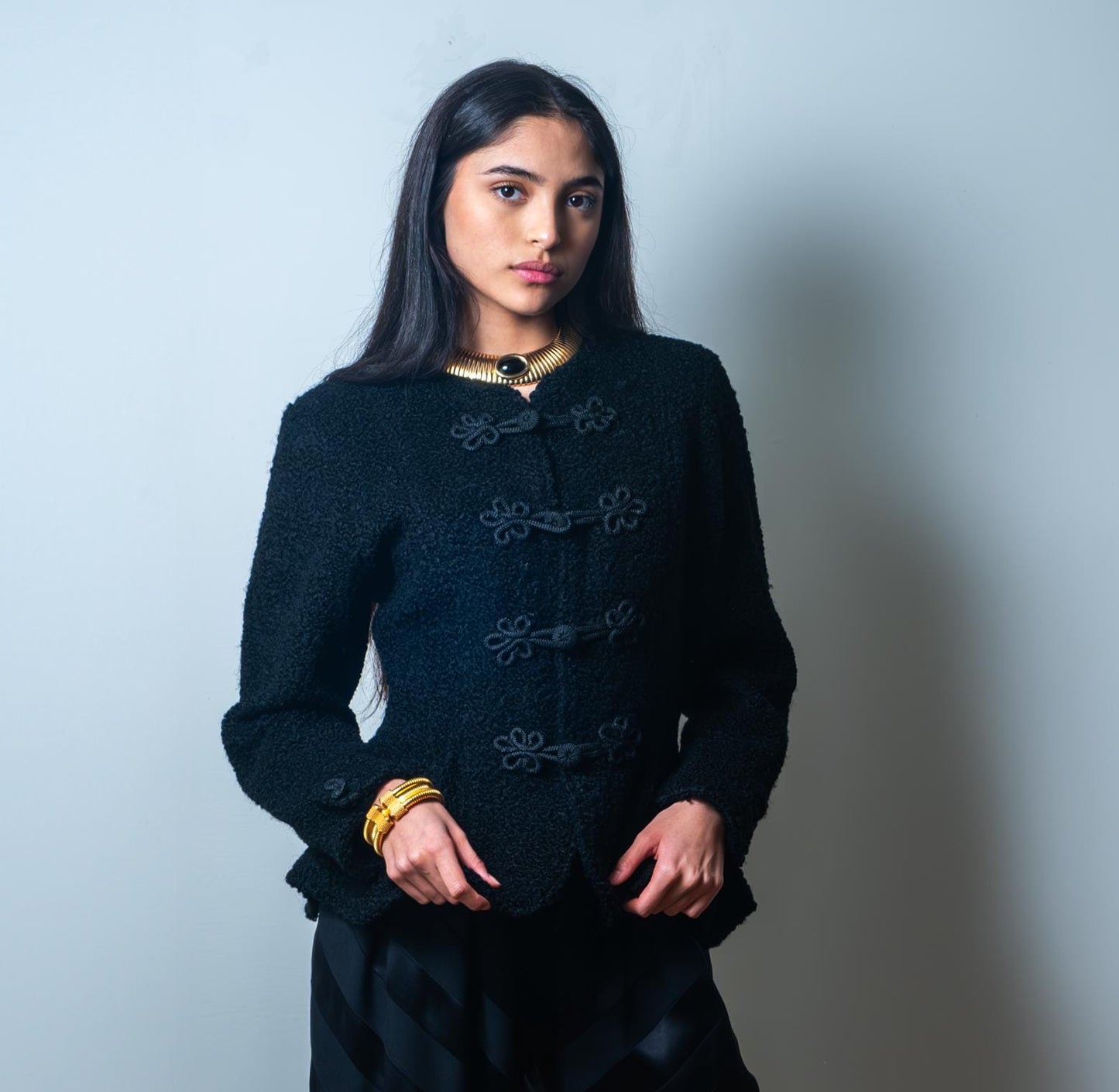 Vintage Curly Lamb Jean Muir Peplum Jacket