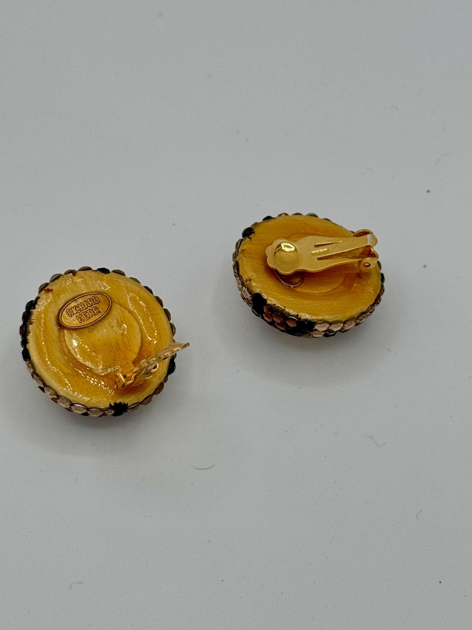 Vintage Disco Richard KERR Embellished Dome Statement Earrings Collectors