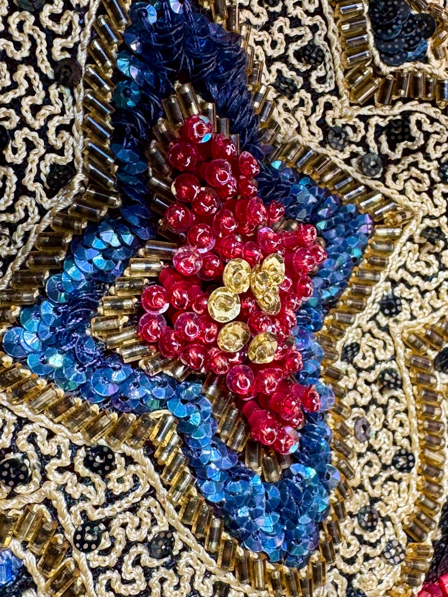 Vintage Mary MCFADDEN Couture Embellished Fitted Pleated Marri Midi Party Dress