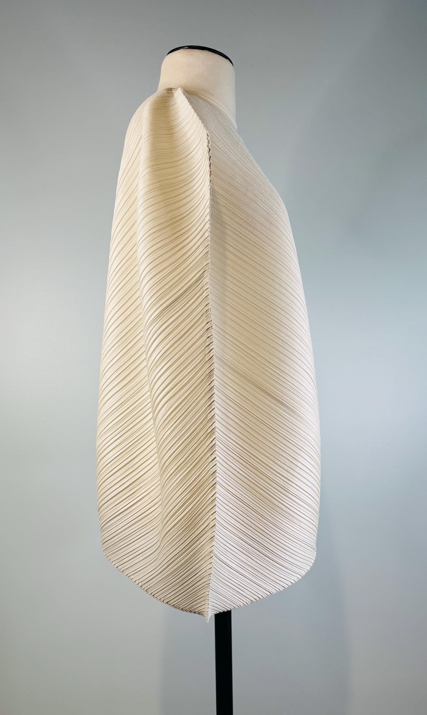 Pleats Please Gray Oversized Sculptural Cropped Top