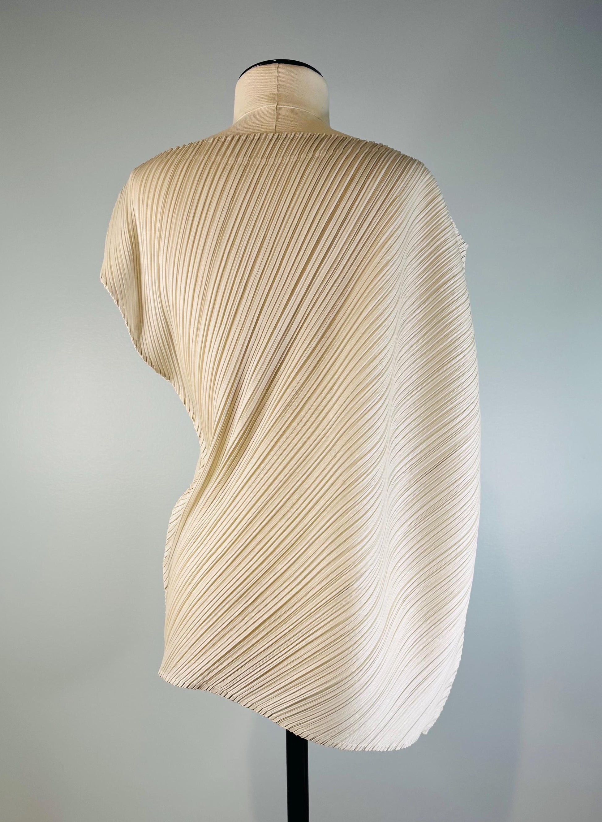 Pleats Please Gray Oversized Sculptural Cropped Top