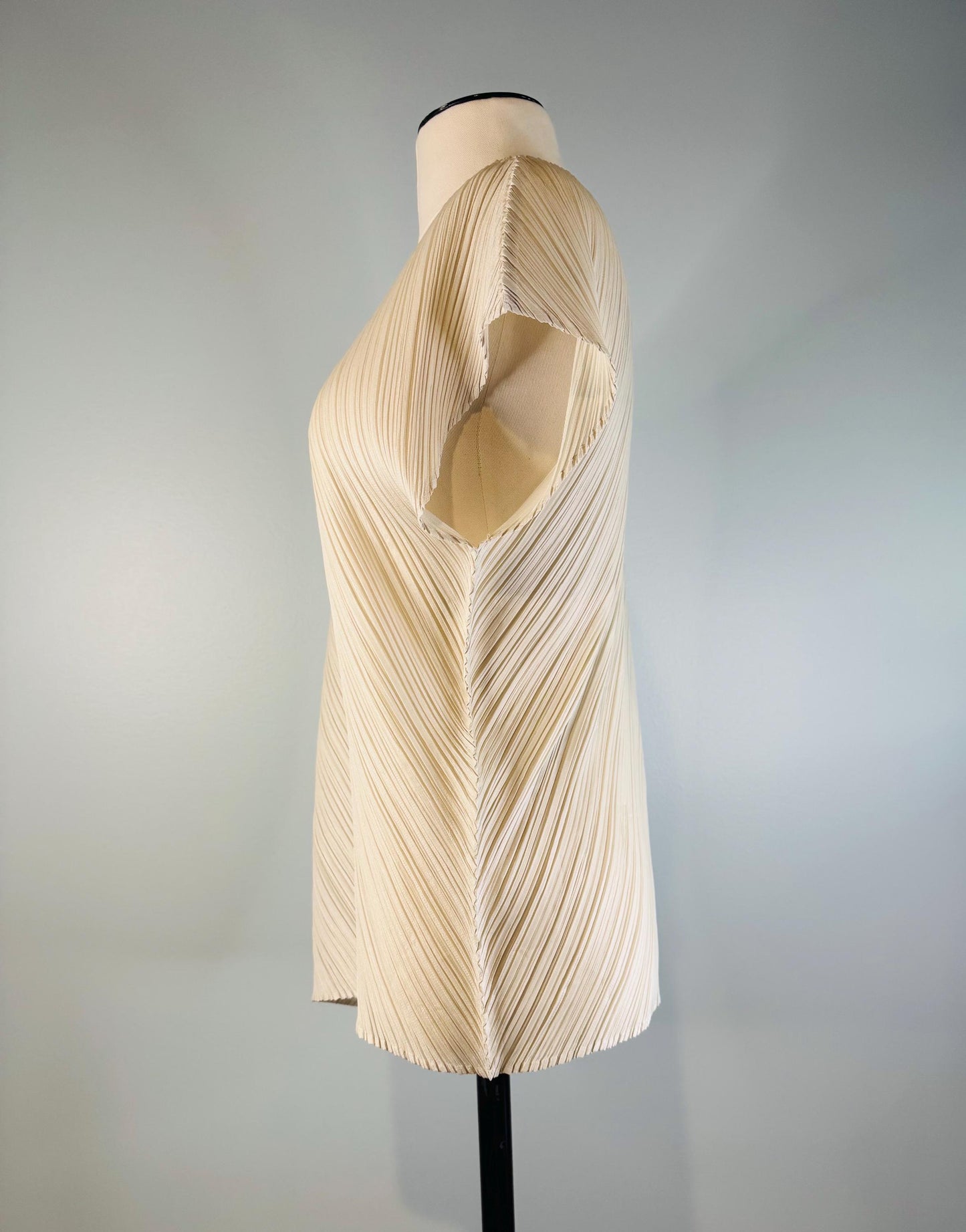 Pleats Please Gray Oversized Sculptural Cropped Top