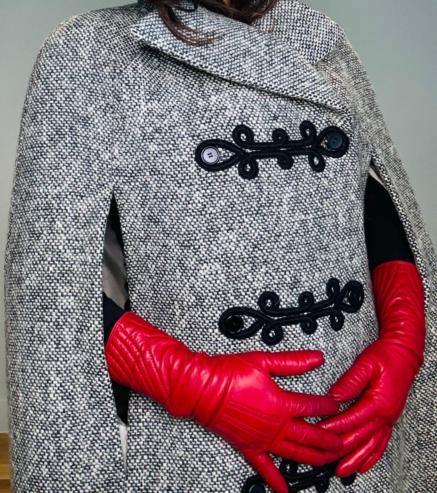 Rare 60s Norman NORELL Heavy Wool Tweed Cape