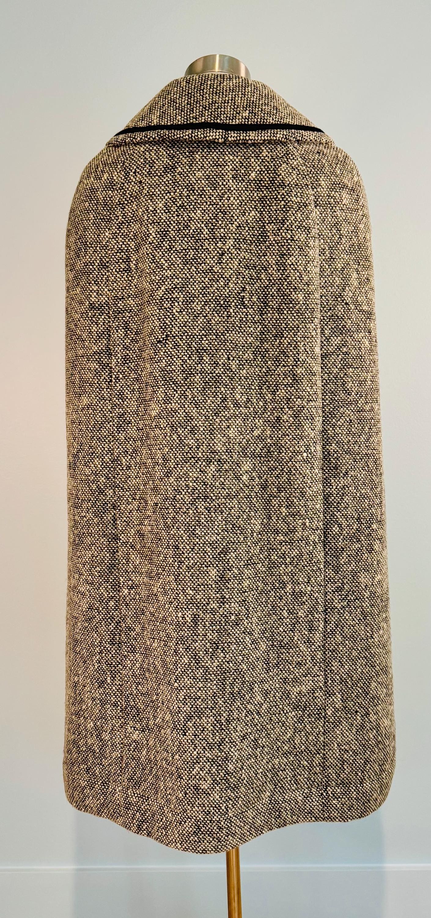 Rare 60s Norman NORELL Heavy Wool Tweed Cape