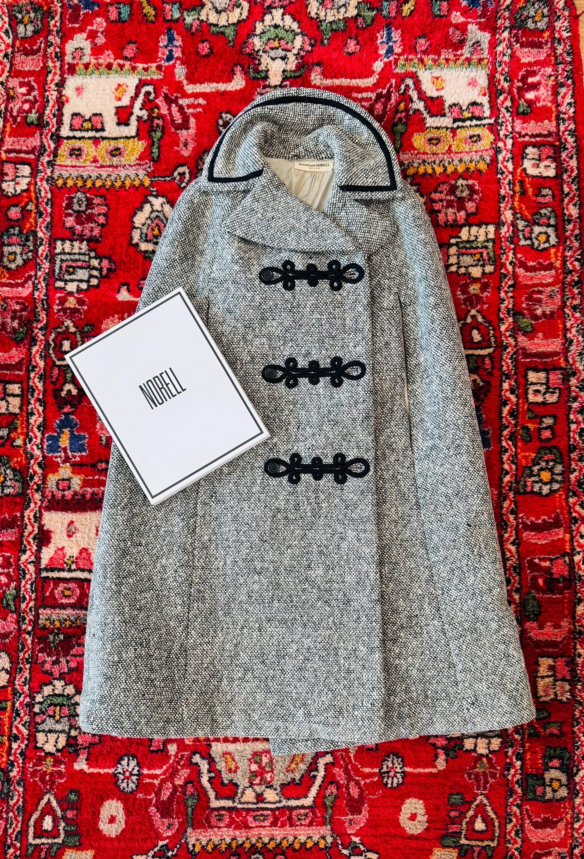 Rare 60s Norman NORELL Heavy Wool Tweed Cape