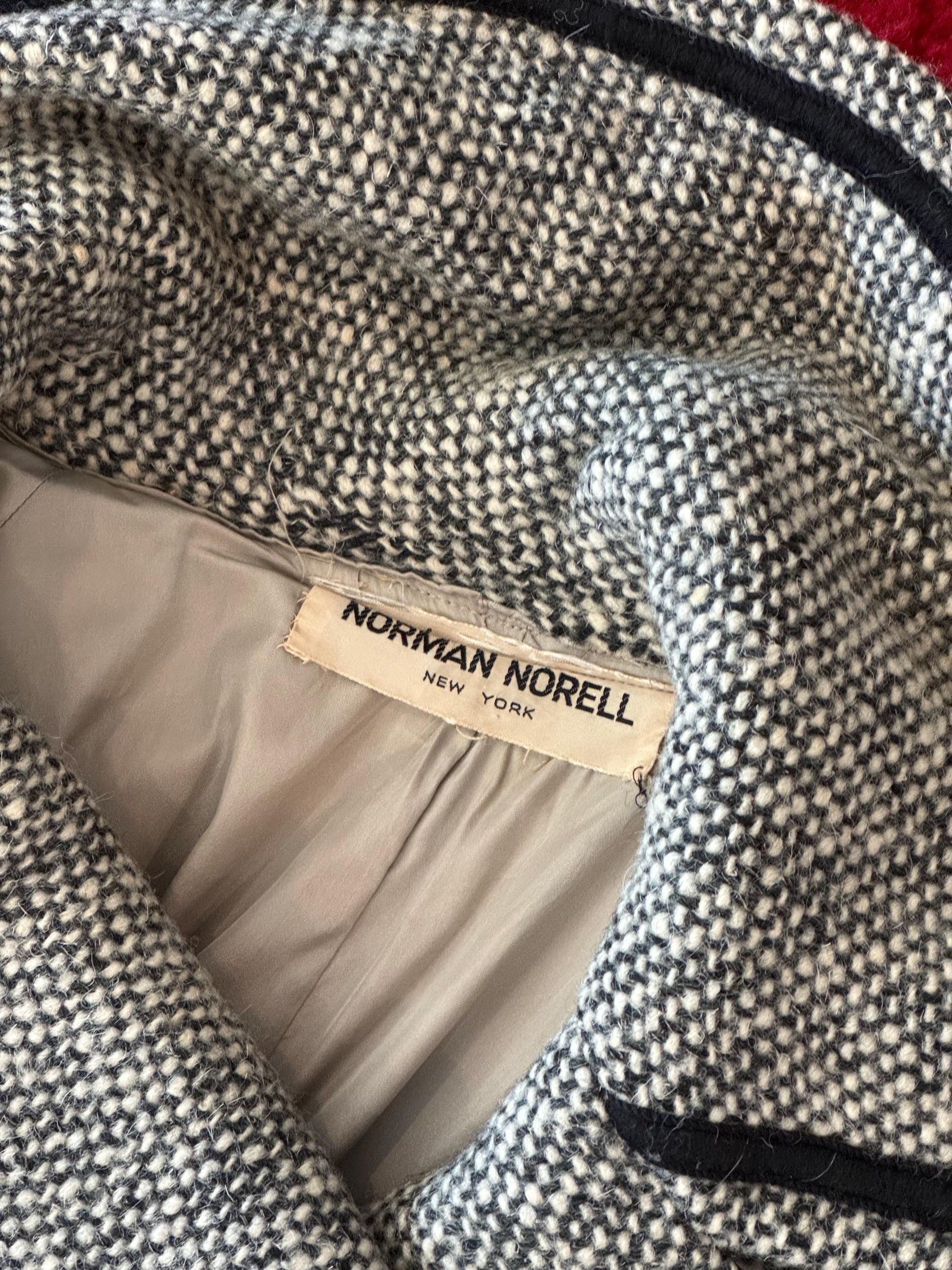 Rare 60s Norman NORELL Heavy Wool Tweed Cape