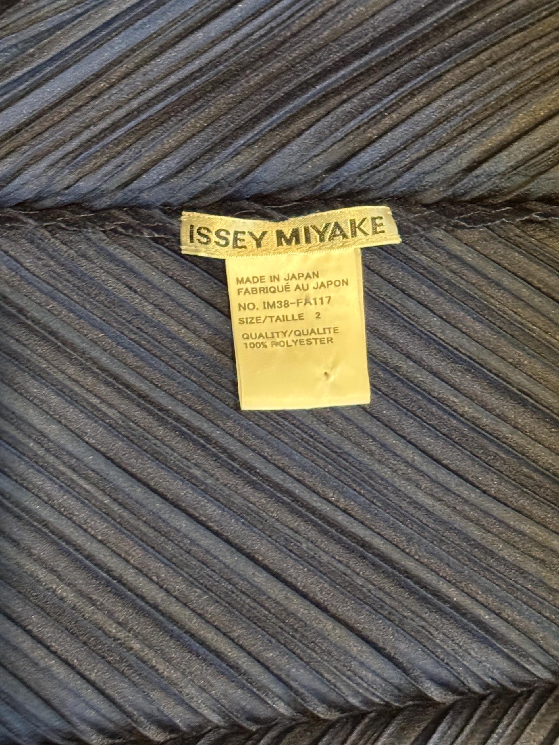 Blue Issey Miyake Pleated Collared Duster Jacket