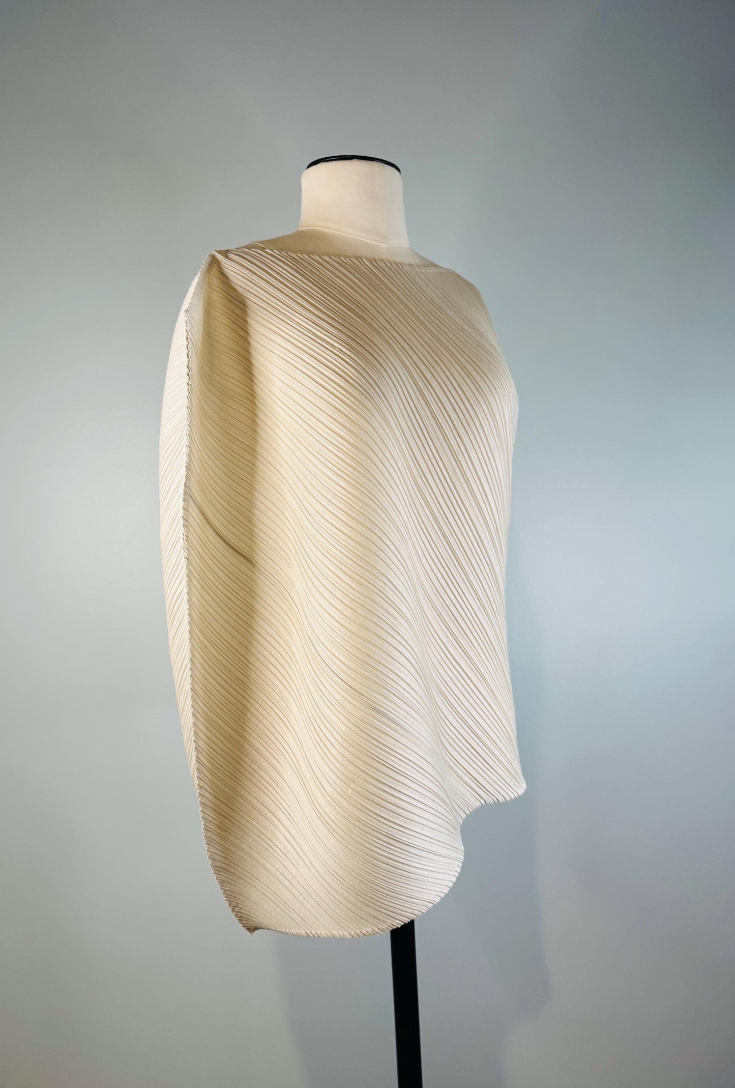 Pleats Please Gray Oversized Sculptural Cropped Top