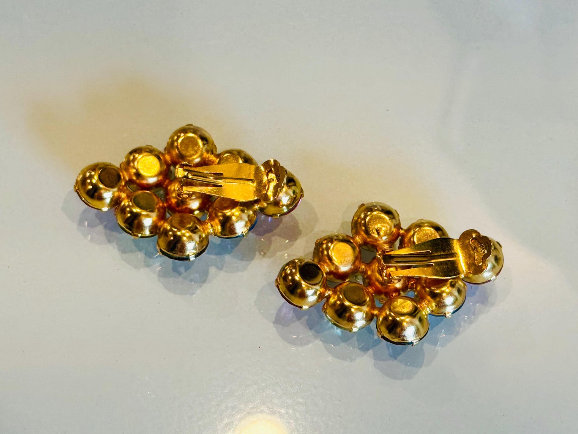 Huge Multi Color Crystal Alexis Kirk Statement Clip On Earrings