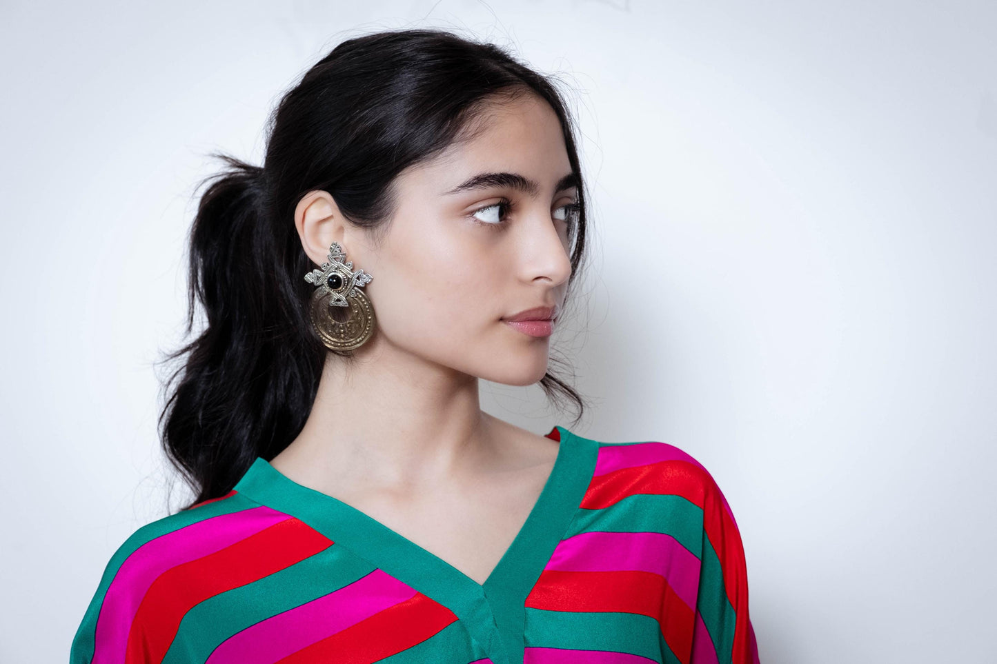 80s One of a Kind Hand Made Statement Cabochon Clip On Earrings