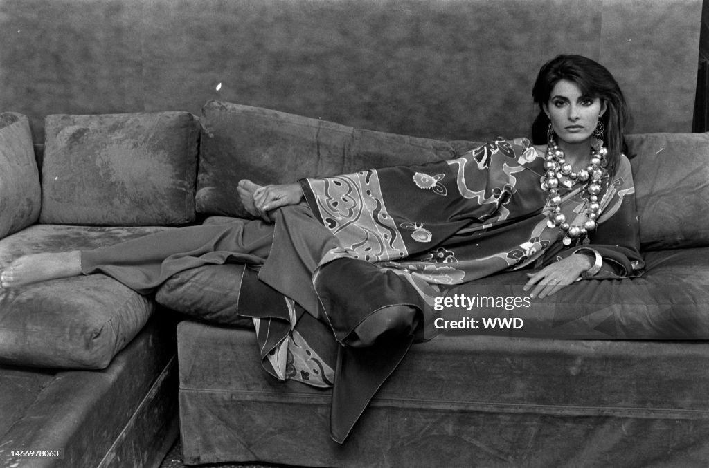 1981 Oscar de La Renta Silk Printed Caftan and Wide Pant Ensemble
