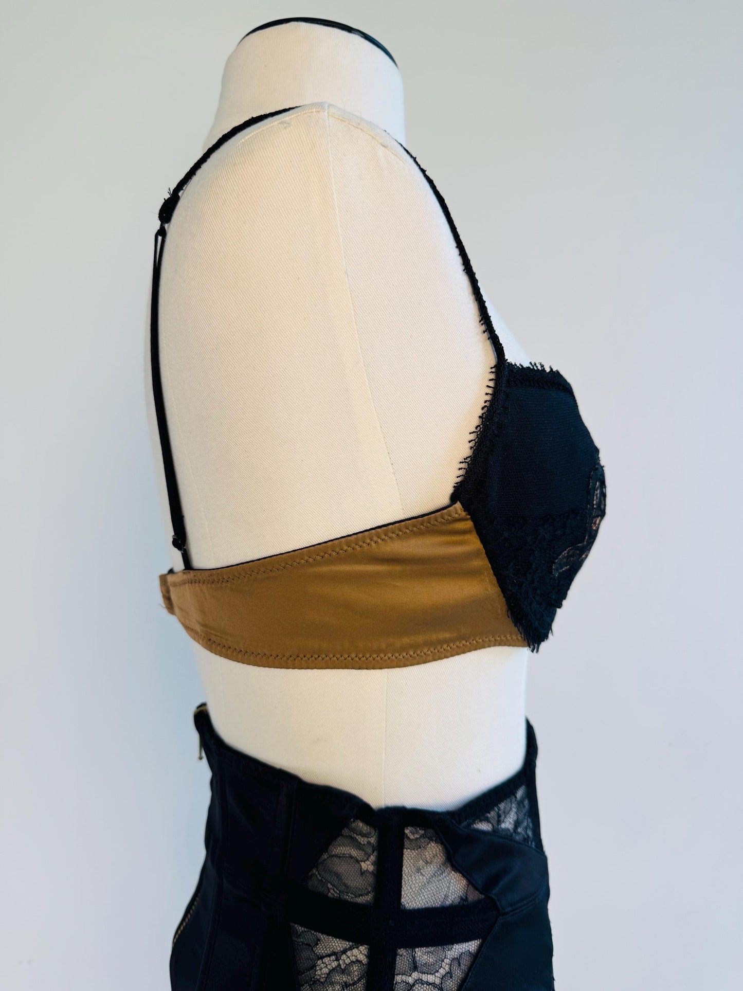 La Perla Black Label Satin and Lace Bow Bra 34C