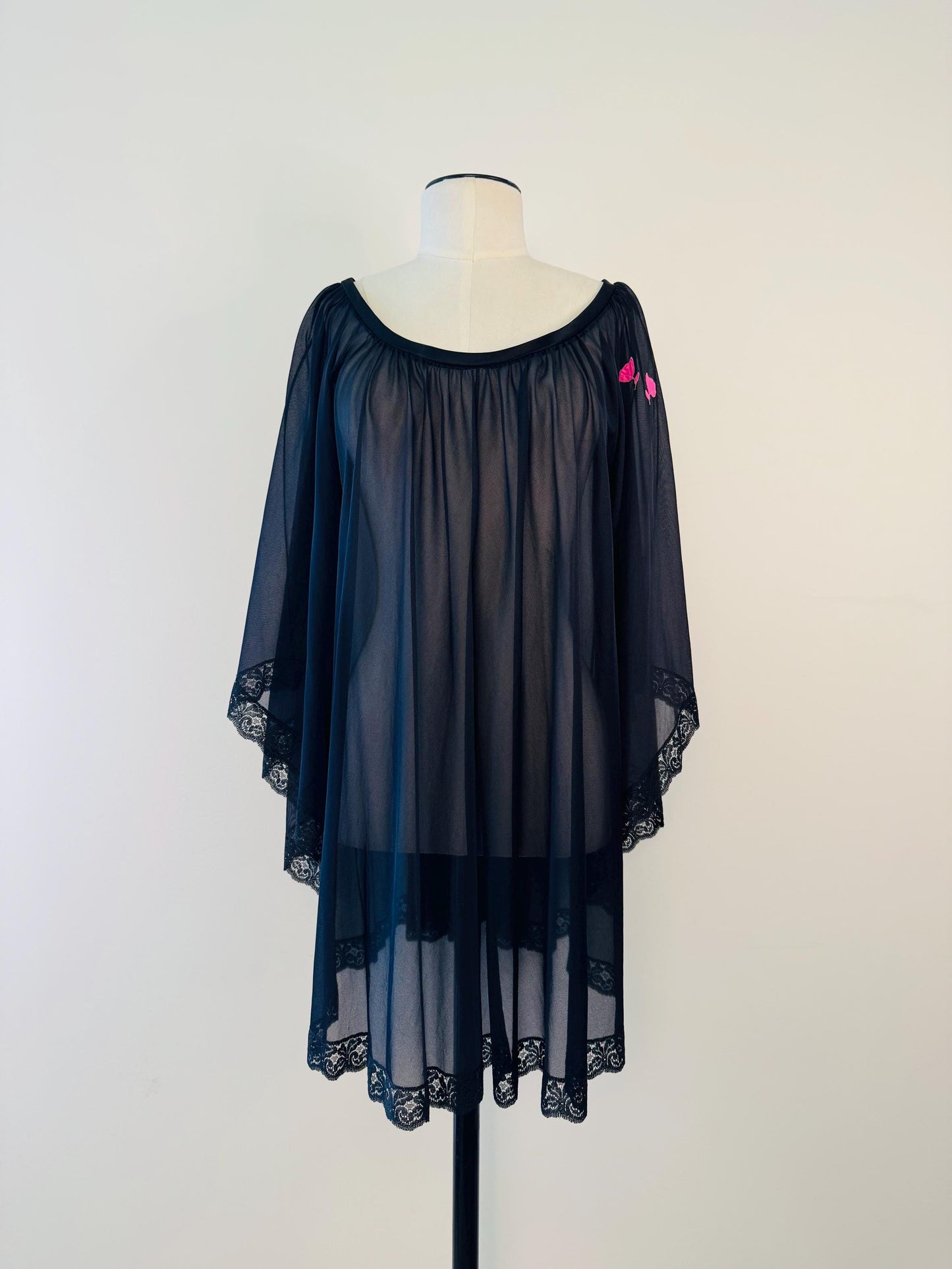 60s Mod Short Negliglee Angel Wing Sleeves