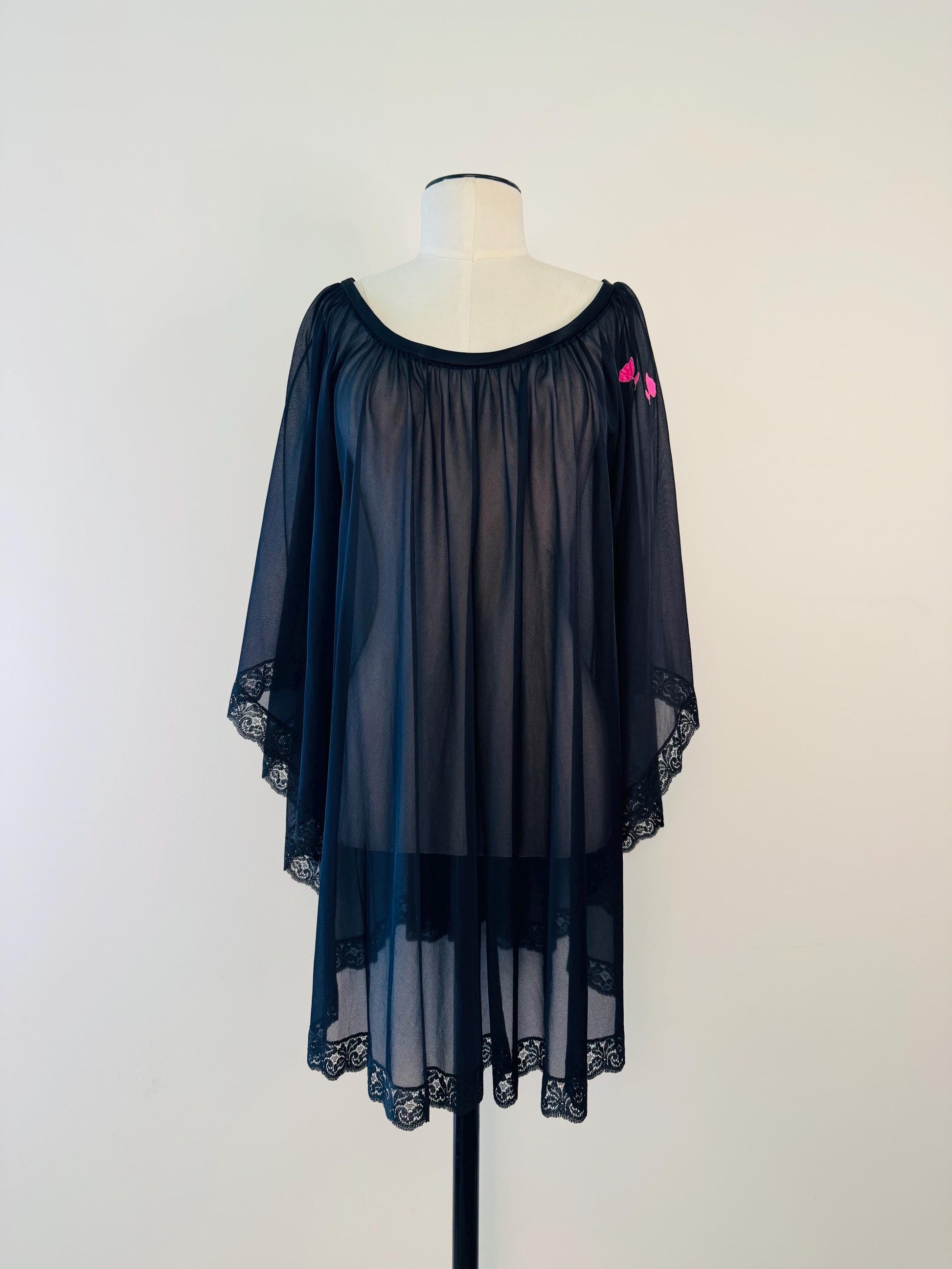 60s Mod Short Negliglee Angel Wing Sleeves