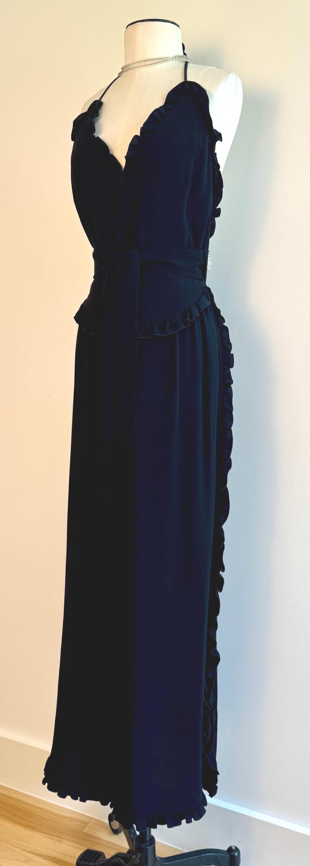 Vintage Albert CAPRARO Ruffled Halter Maxi Dress Gown