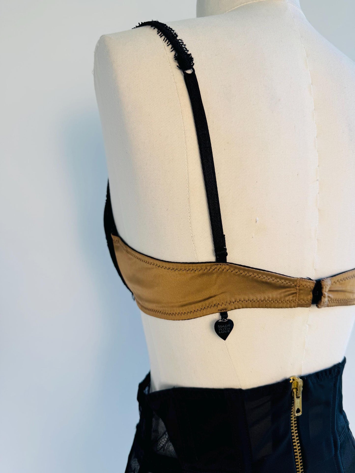 La Perla Black Label Satin and Lace Bow Bra 34C