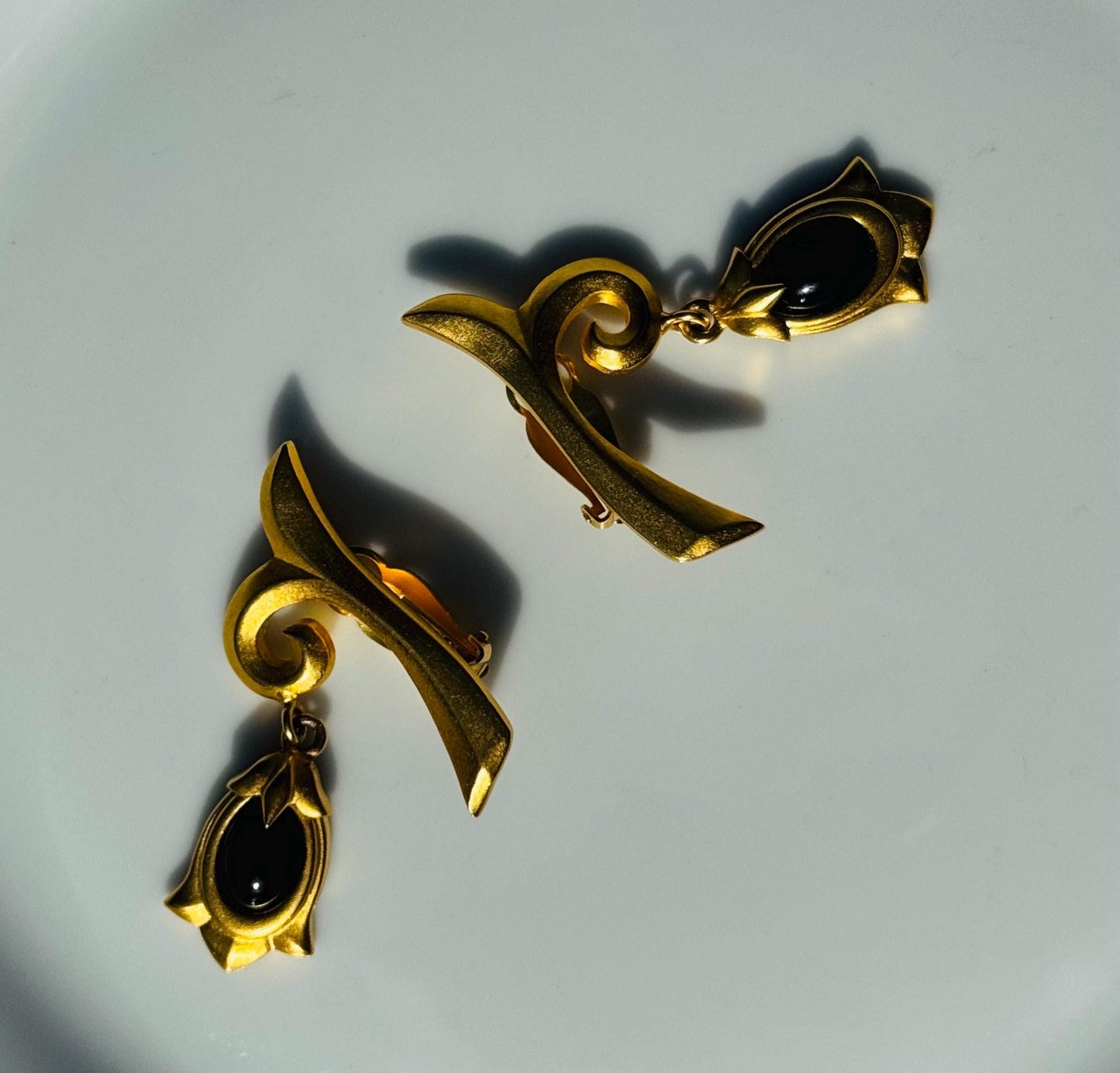 90s Karl LAGERFELD Gold Plated Dangle Earrings