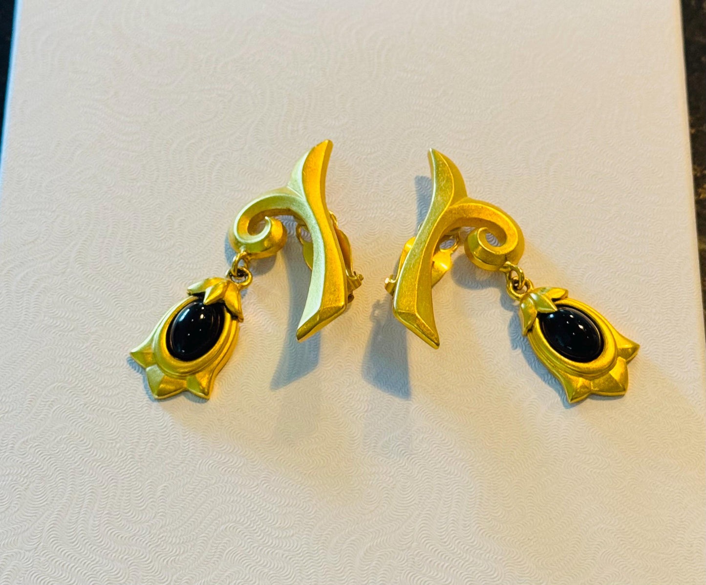 90s Karl LAGERFELD Gold Plated Dangle Earrings